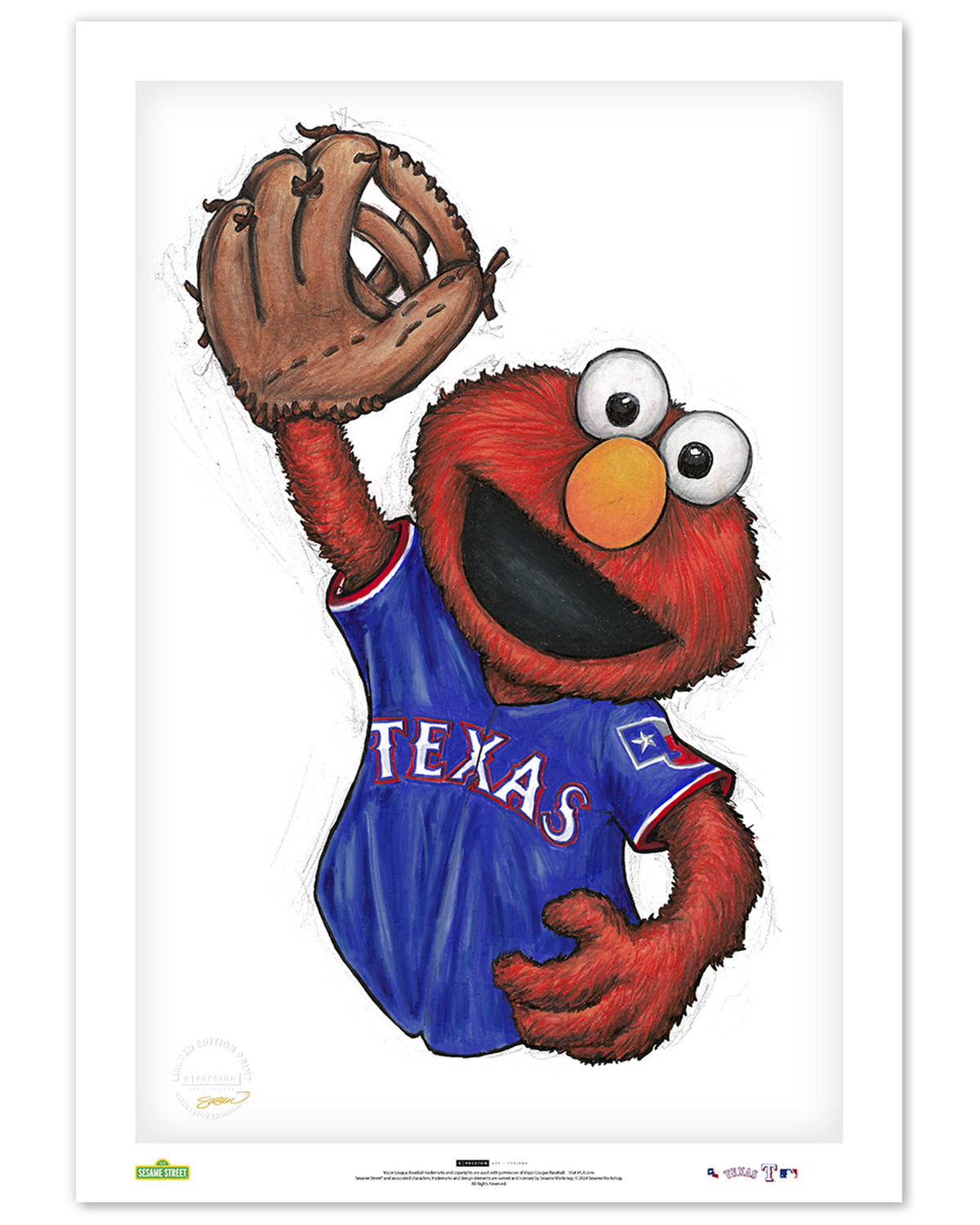ELMO x MLB Rangers Limited Edition Art Print