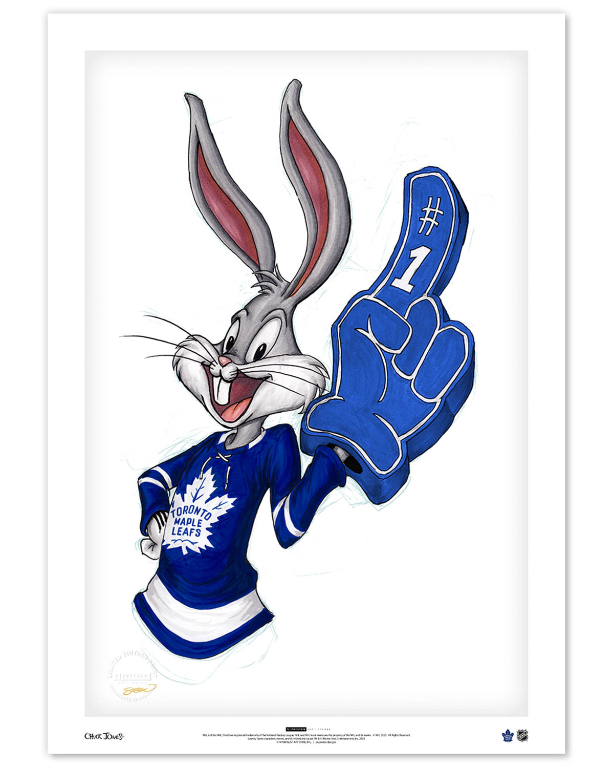 Rabbit Hockey Fan x NHL Maple Leafs Bugs Bunny Limited Edition Art Print