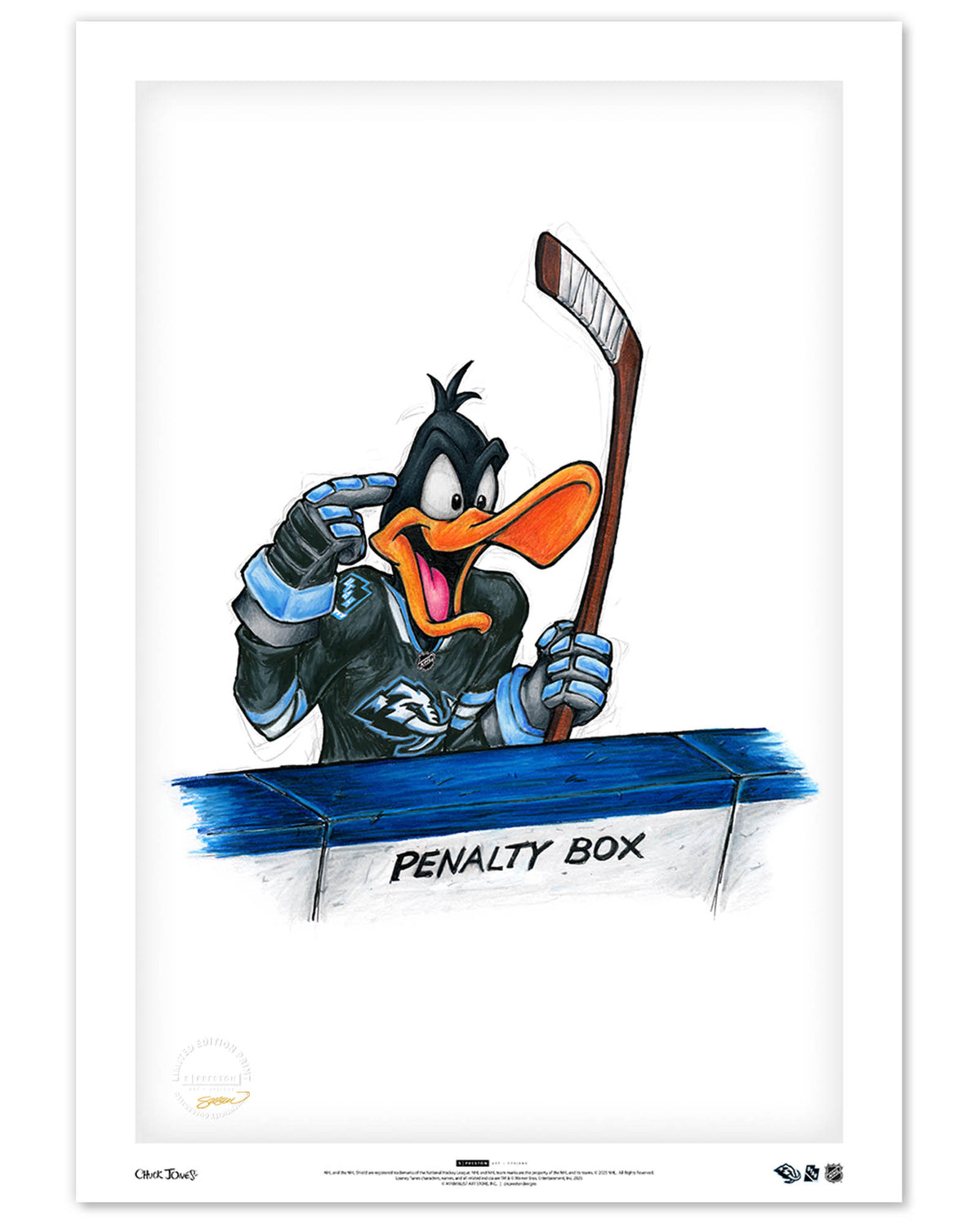 Duck Season Hockey Season x NHL Mammoth Daffy Duck Limited Edition Art Print