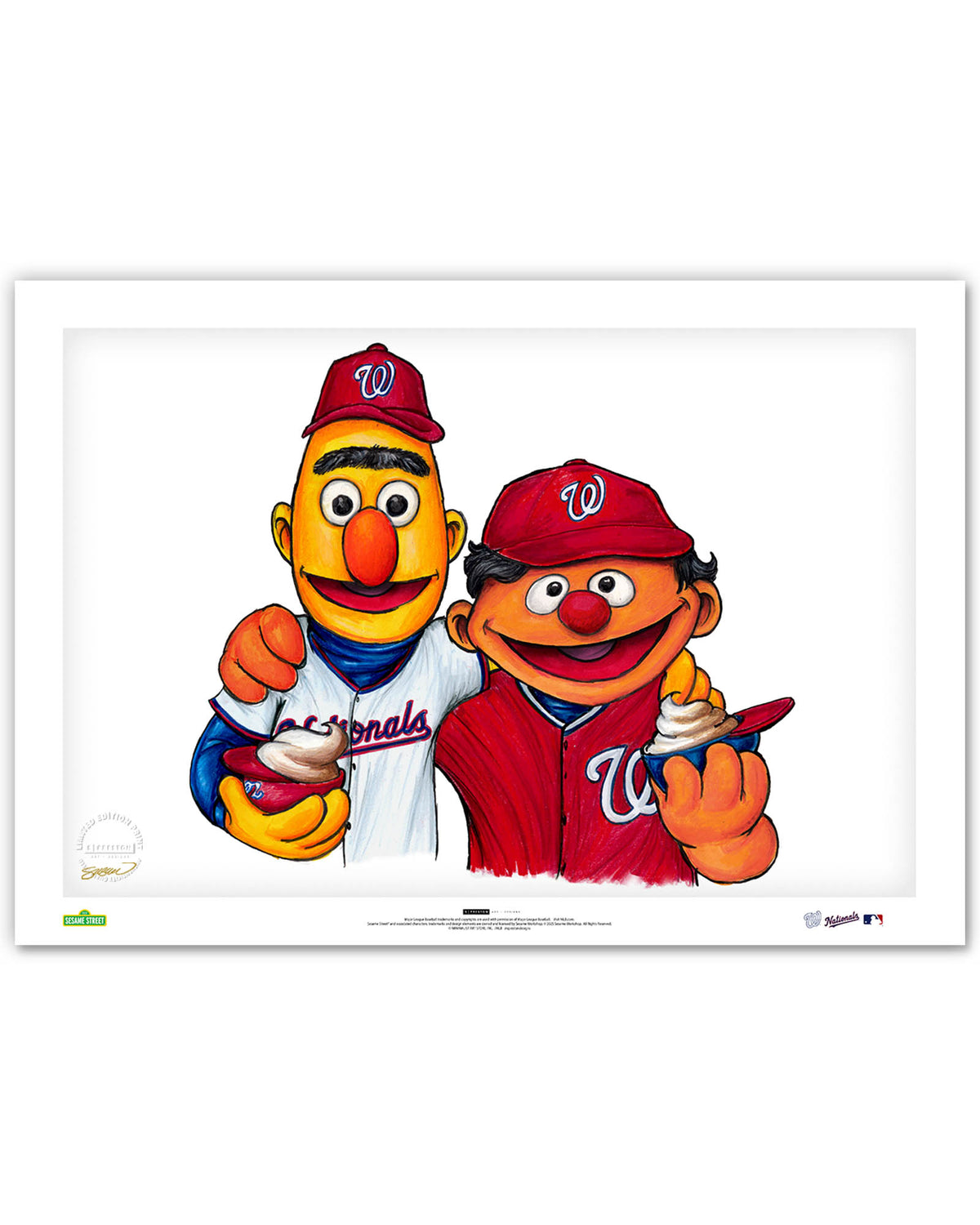 Bert and Ernie x MLB Nationals Limited Edition Art Print