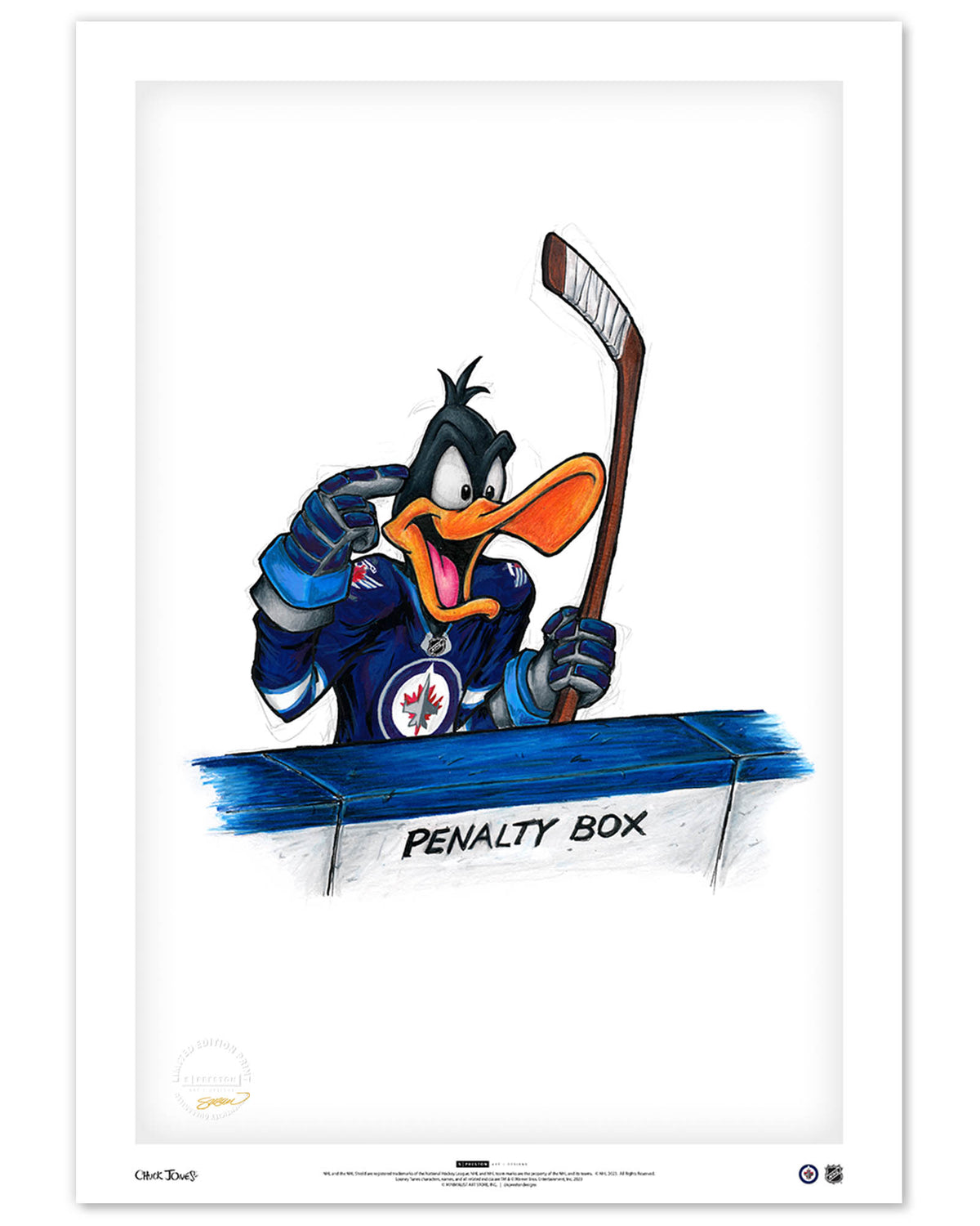 Duck Season Hockey Season x NHL Jets Daffy Duck Limited Edition Art Print
