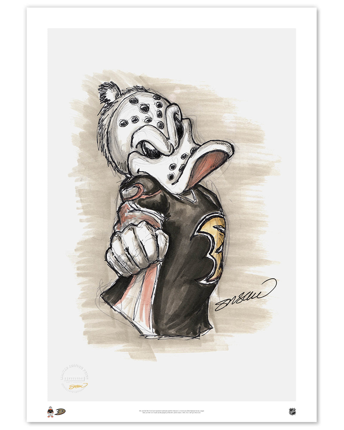 Wild Wing - Anaheim Ducks Mascot Ink Sketch Print