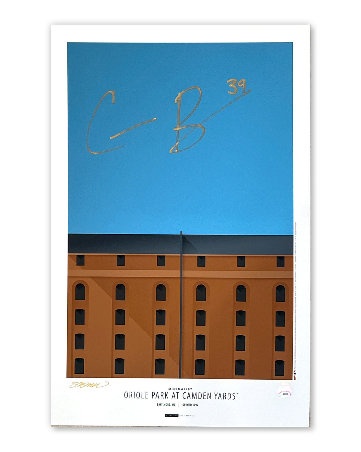 Minimalist Camden Yards Print - Corbin Burnes Autographed