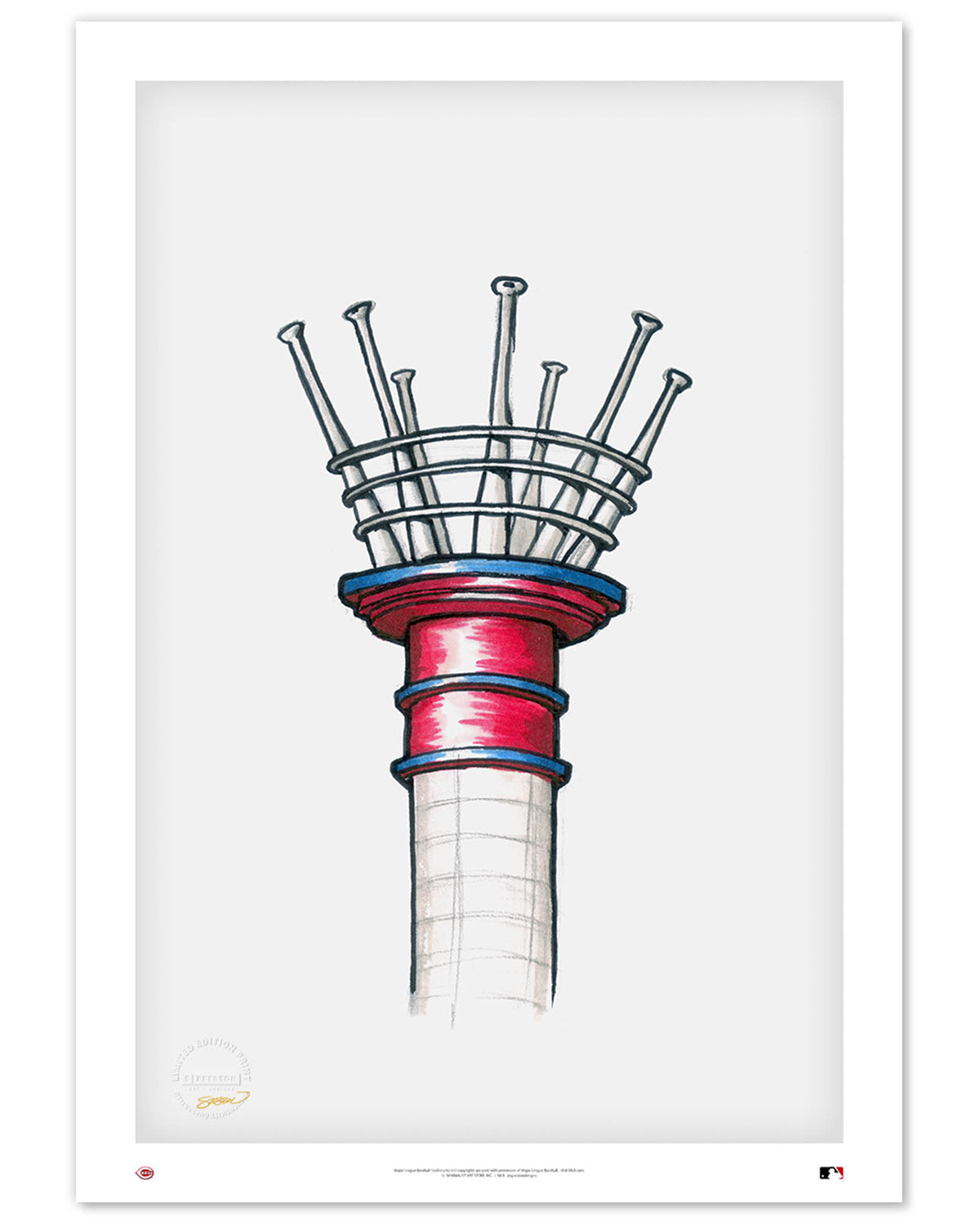 Great American Ball Park Ink Sketch Limited Edition Art Print