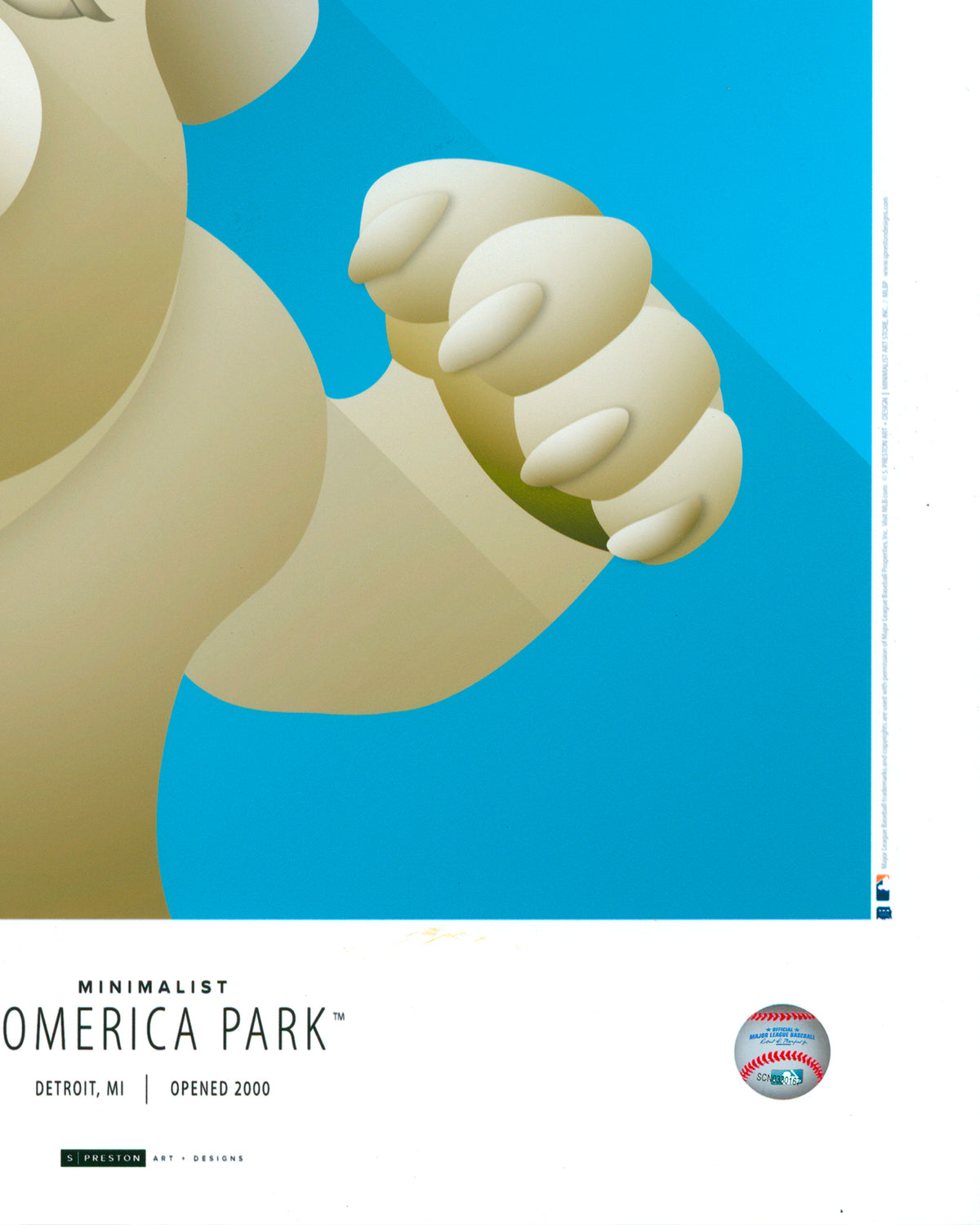 Minimalist Comerica Park Print - Miguel Cabrera Autographed - Authenticated