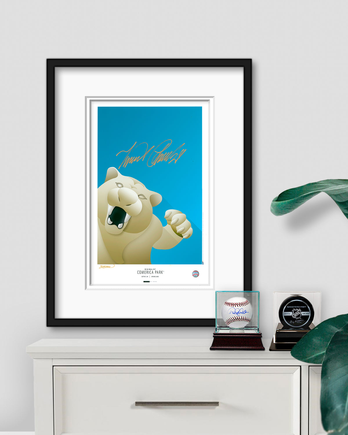 Minimalist Comerica Park Print - Miguel Cabrera Autographed - Authenticated