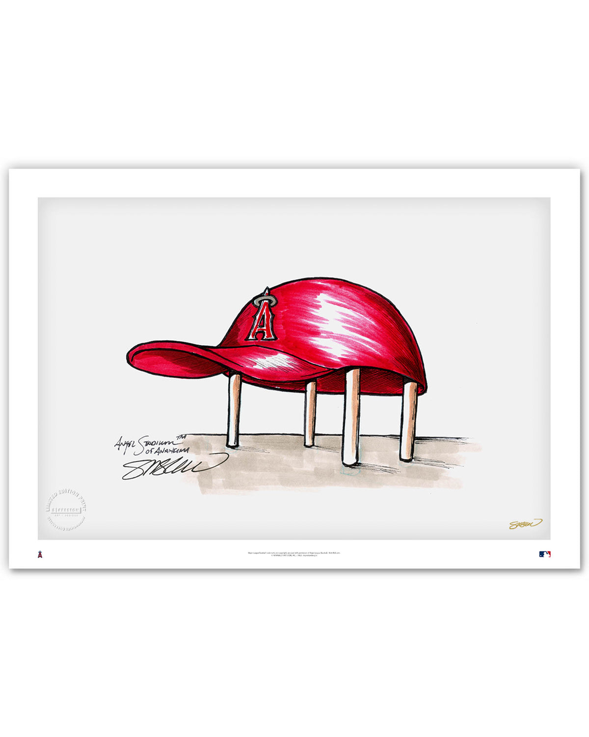 Angel Stadium Ink Sketch Limited Edition Art Print