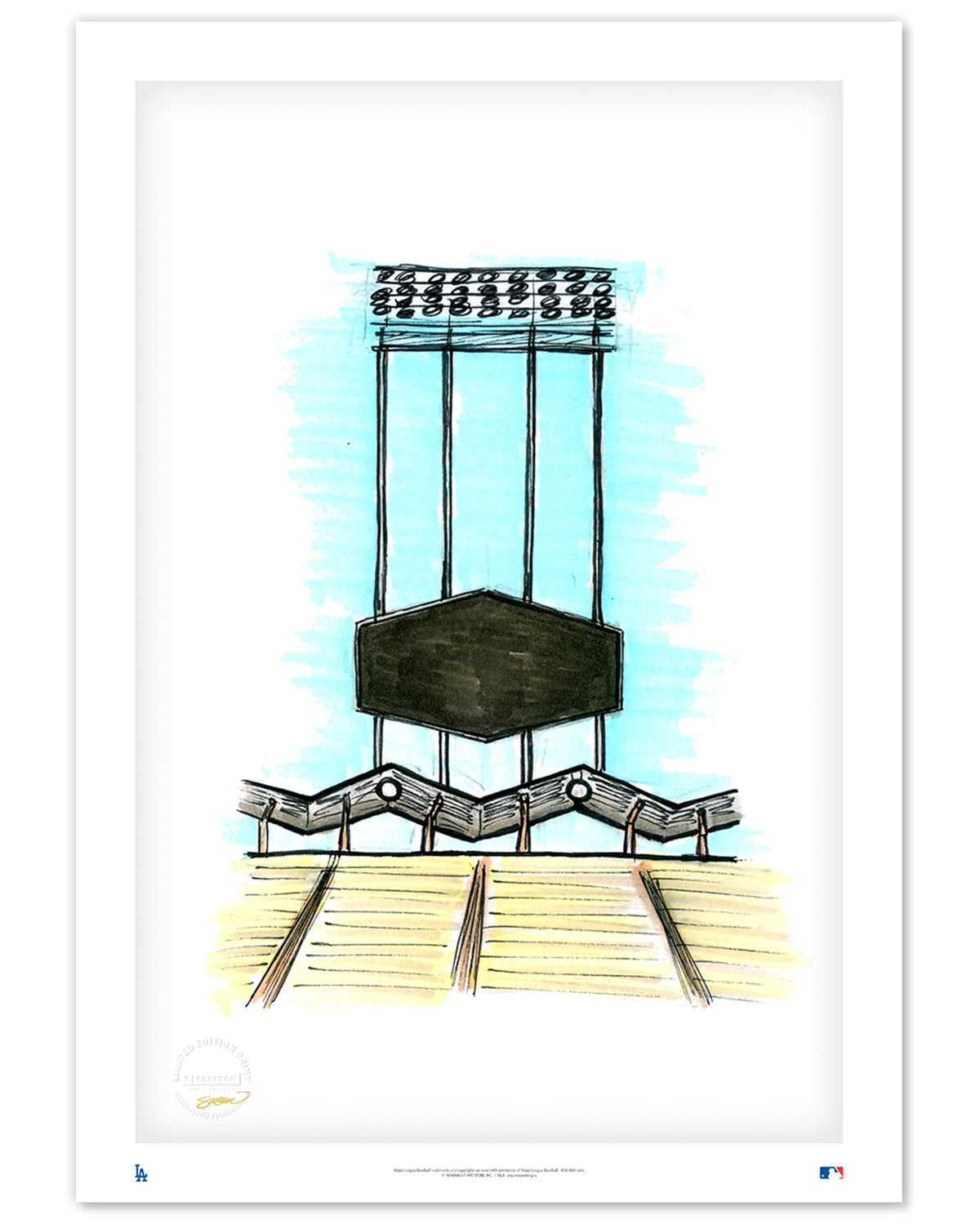 Dodger Stadium Ink Sketch