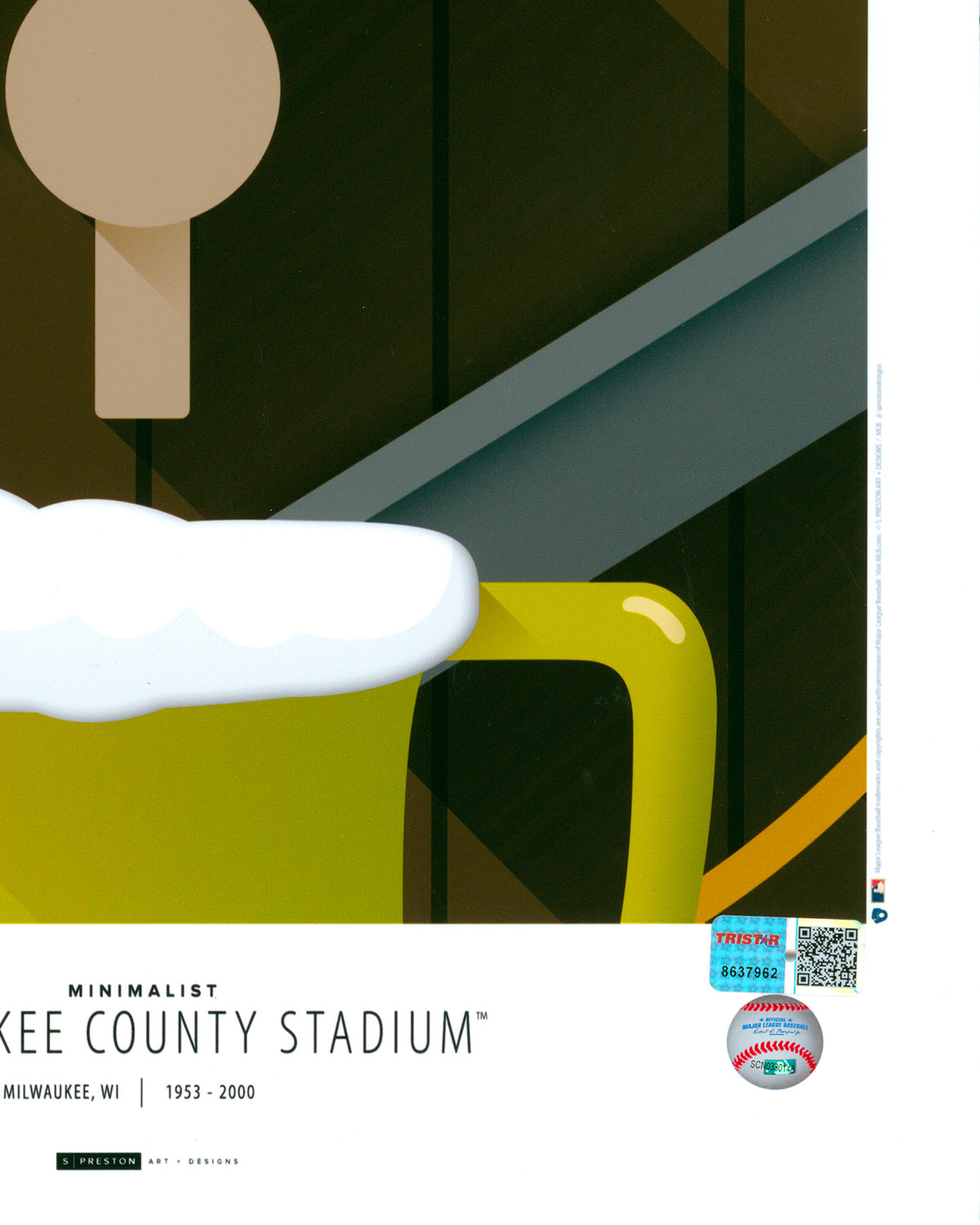 Minimalist Milwaukee County Stadium - Paul Molitor Autographed - Poster Print - Authenticated (Copy)