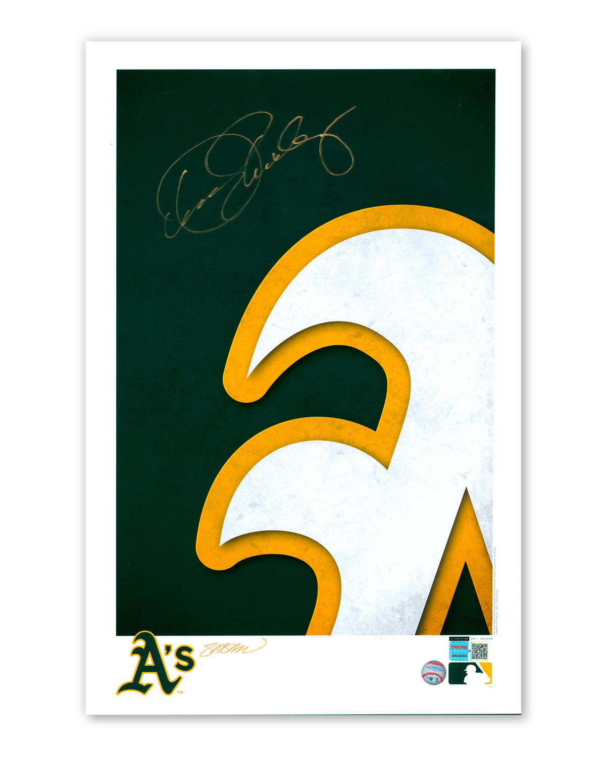 Minimalist Oakland Athletics Logo Print - Dennis Eckersley Autographed - Authenticated