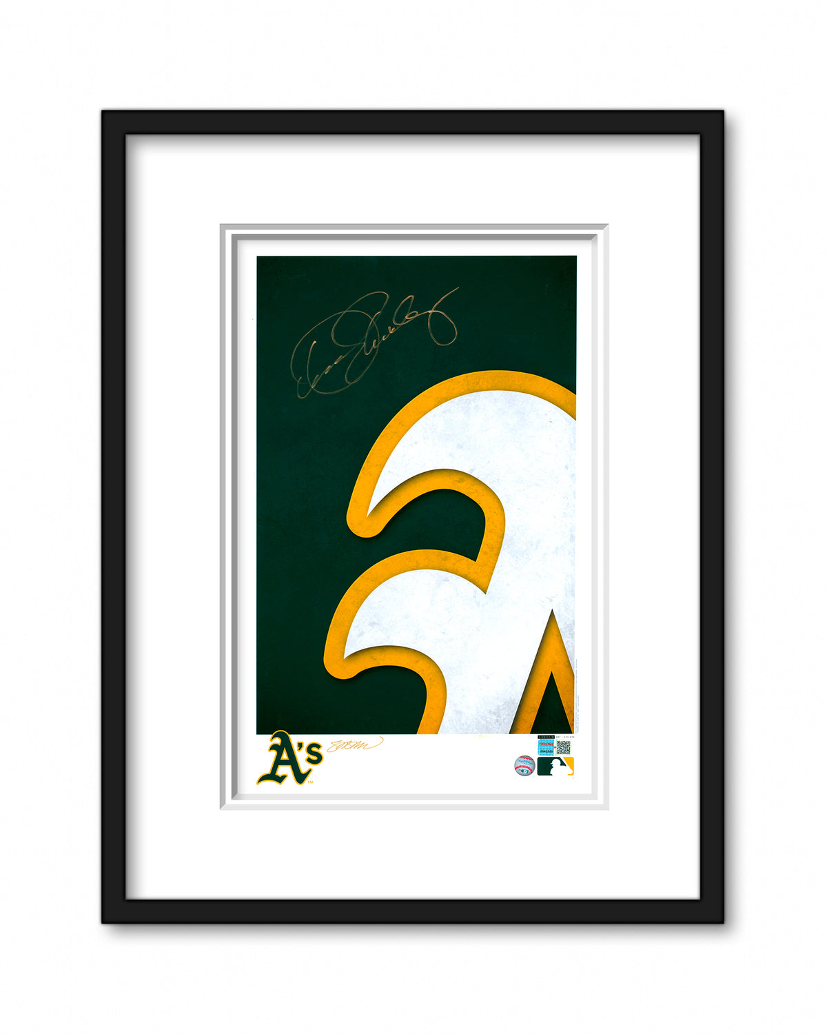 Minimalist Oakland Athletics Logo Print - Dennis Eckersley Autographed - Authenticated