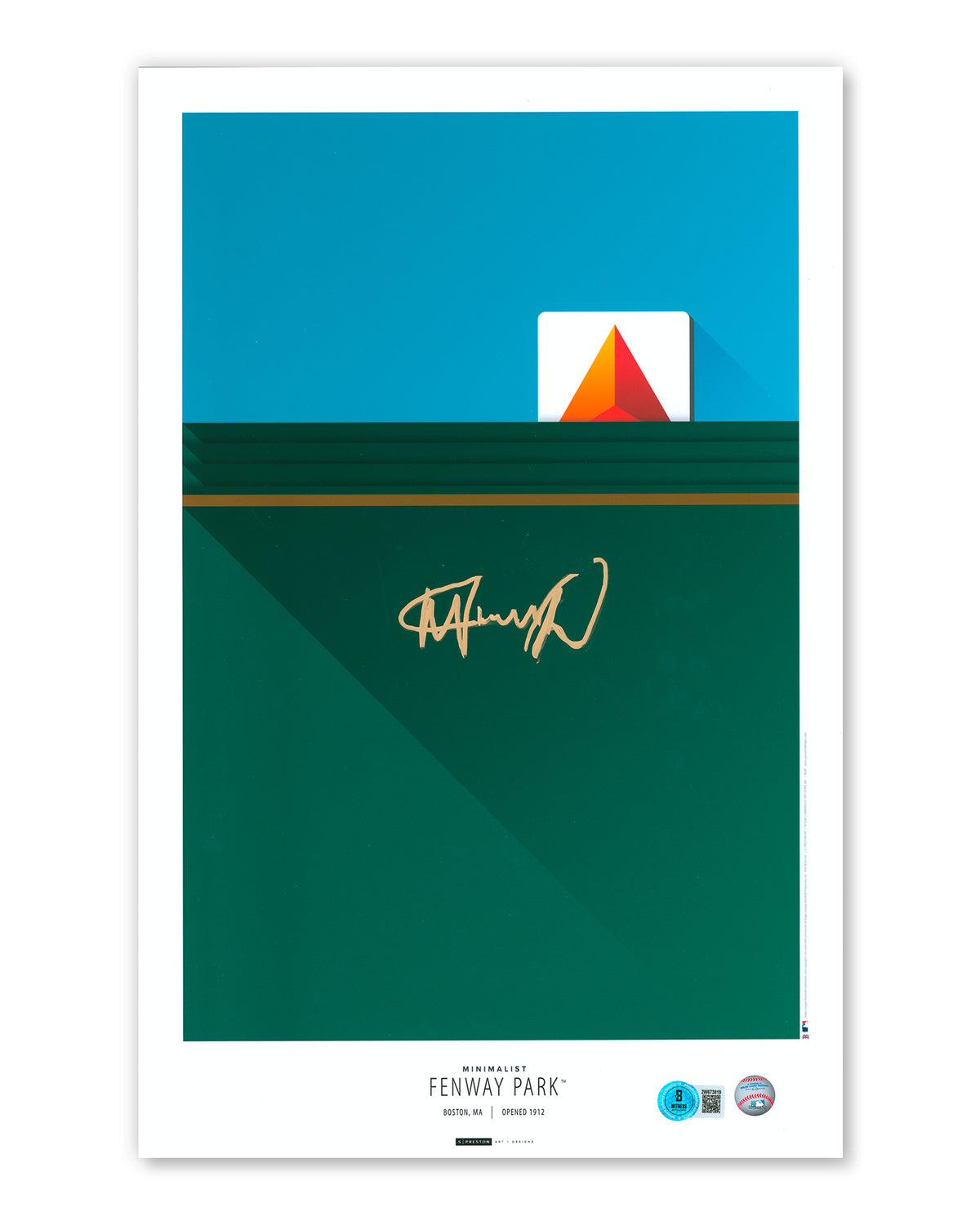 Minimalist Fenway Park Poster Print - Manny Ramirez Autographed  - Authenticated