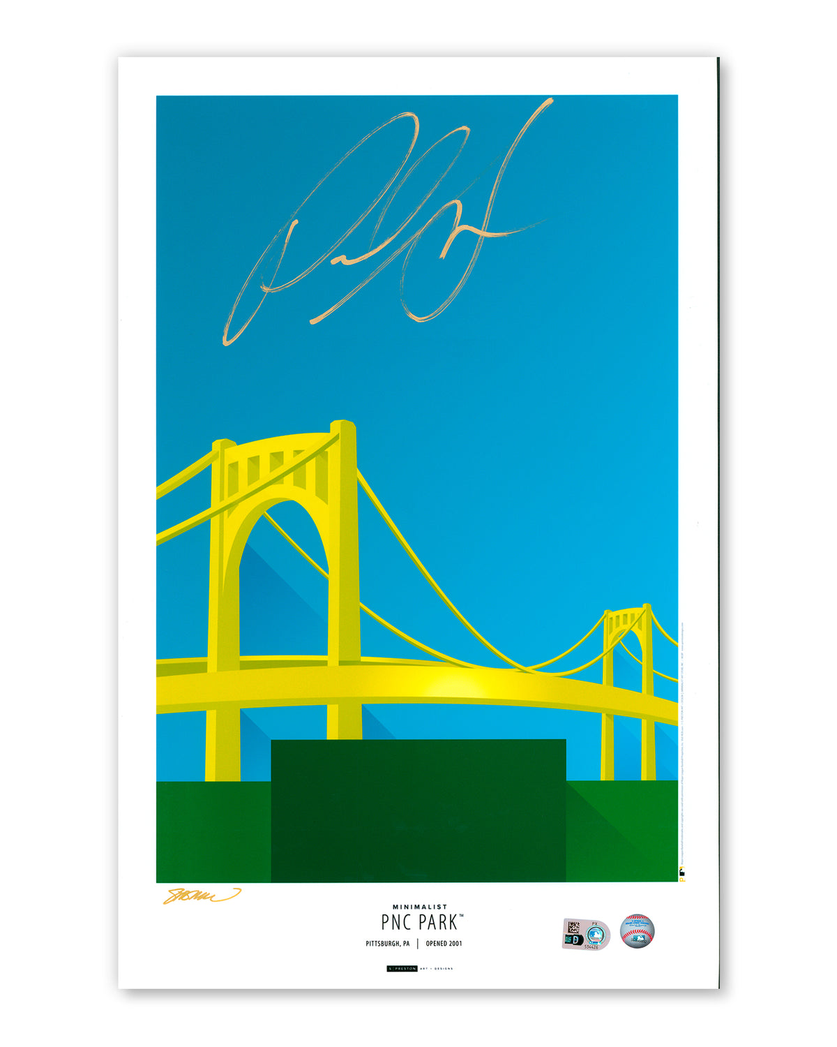 Minimalist PNC Park Poster Print - Paul Skenes Autographed  - Authenticated