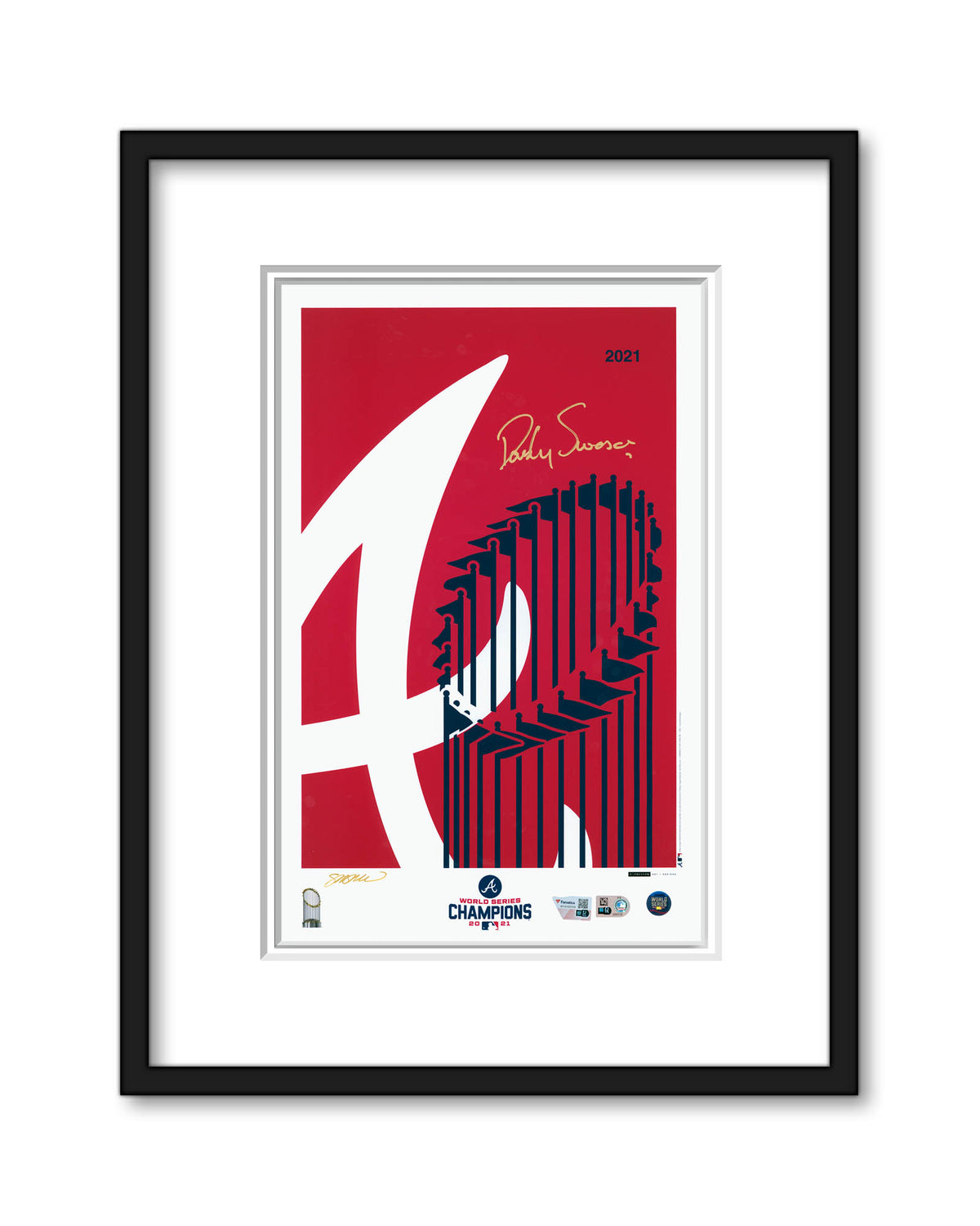 Minimalist World Series 2021 - Dansby Swanson Autographed Poster Print - Authenticated