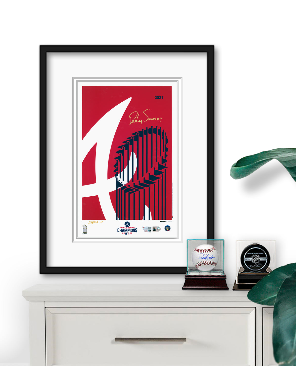 Minimalist World Series 2021 - Dansby Swanson Autographed Poster Print - Authenticated