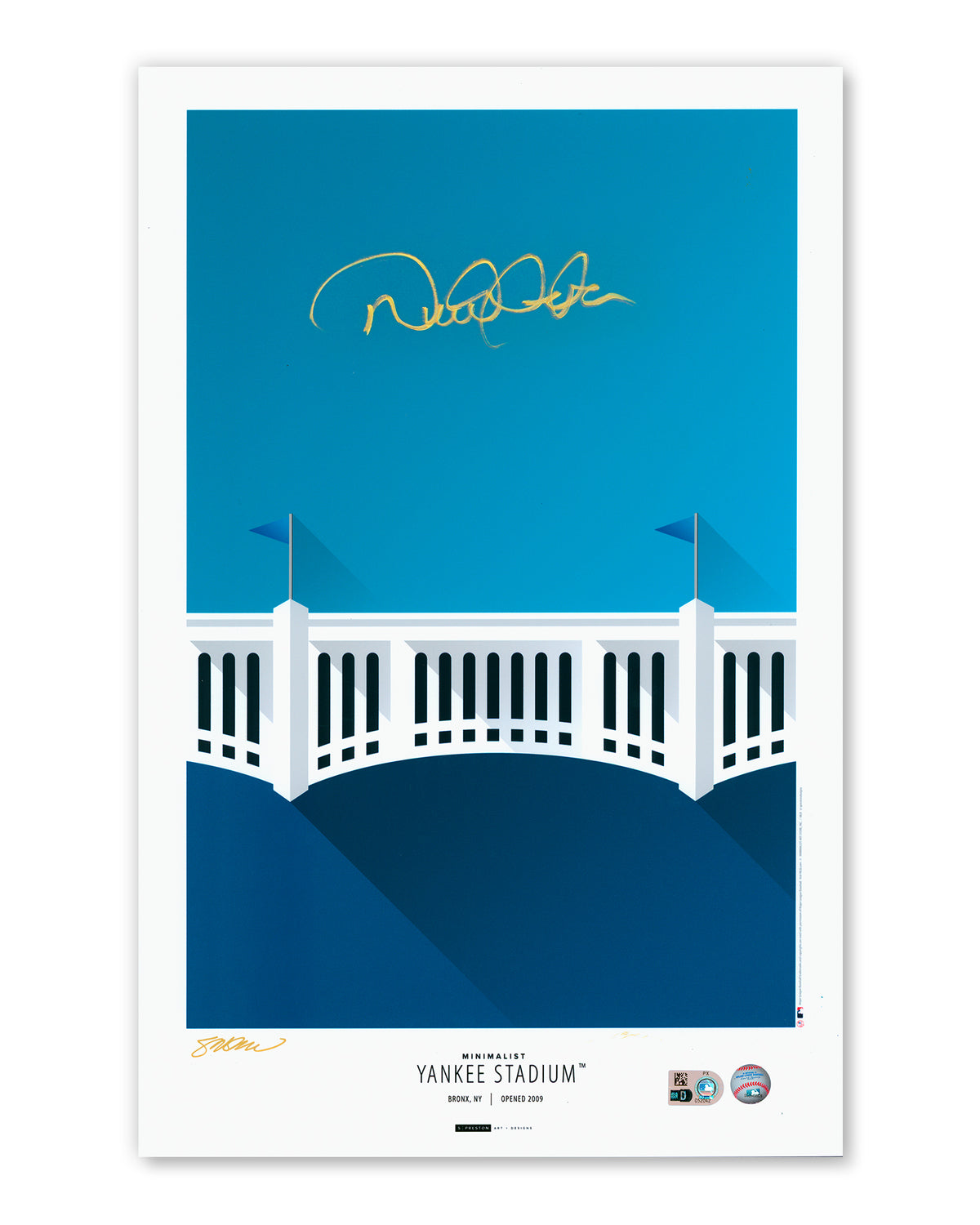 Minimalist Yankee Stadium Poster Print - Derek Jeter Autographed - Authenticated