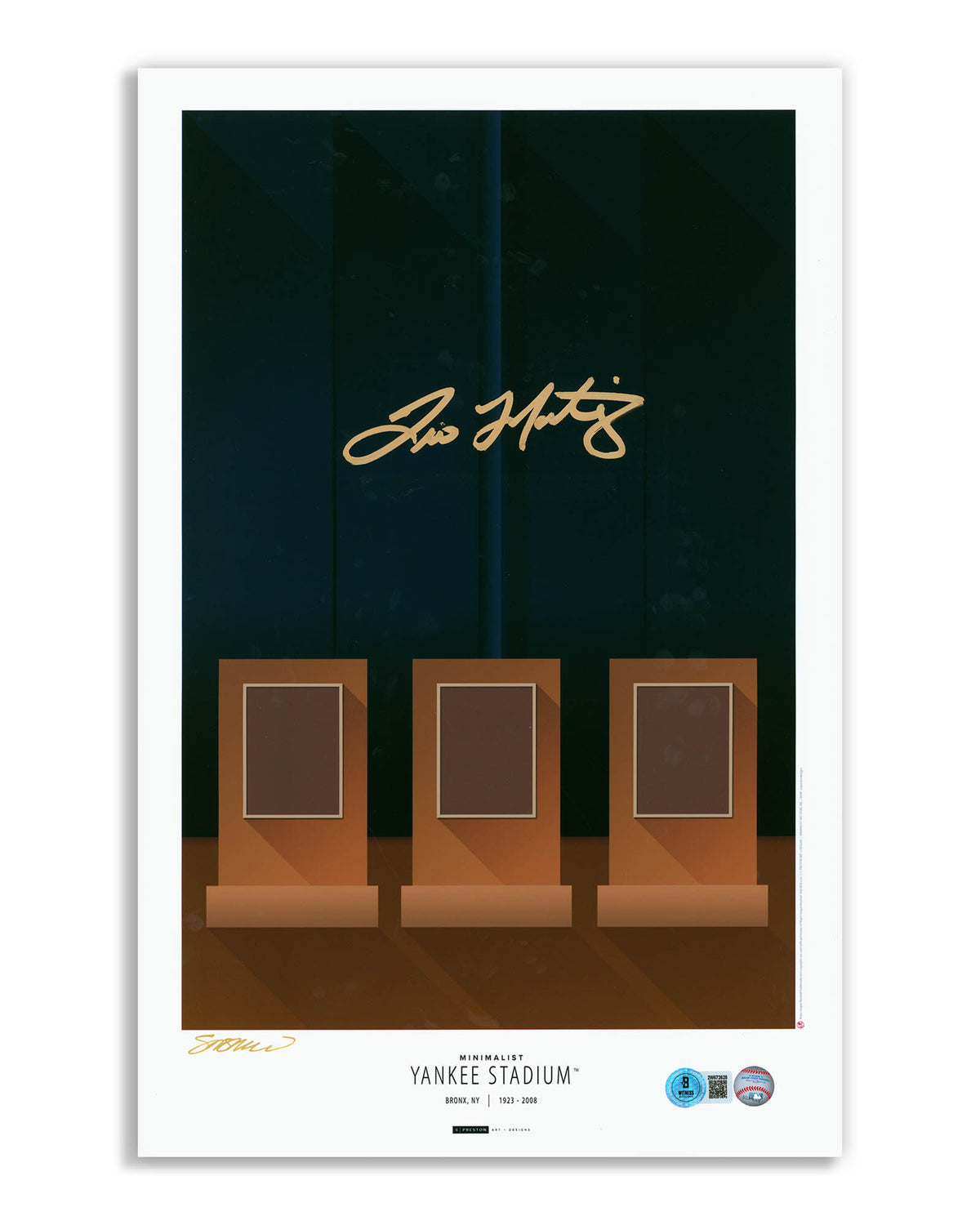 Minimalist Yankee Stadium Print - Don Mattingly Autographed - Authenticated