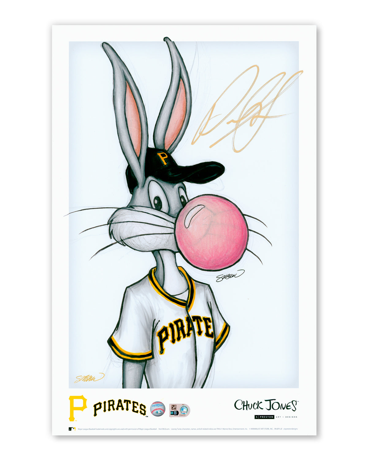 Bubblegum Bugs x Pirates Poster Print - Paul Skenes Autographed  - Authenticated