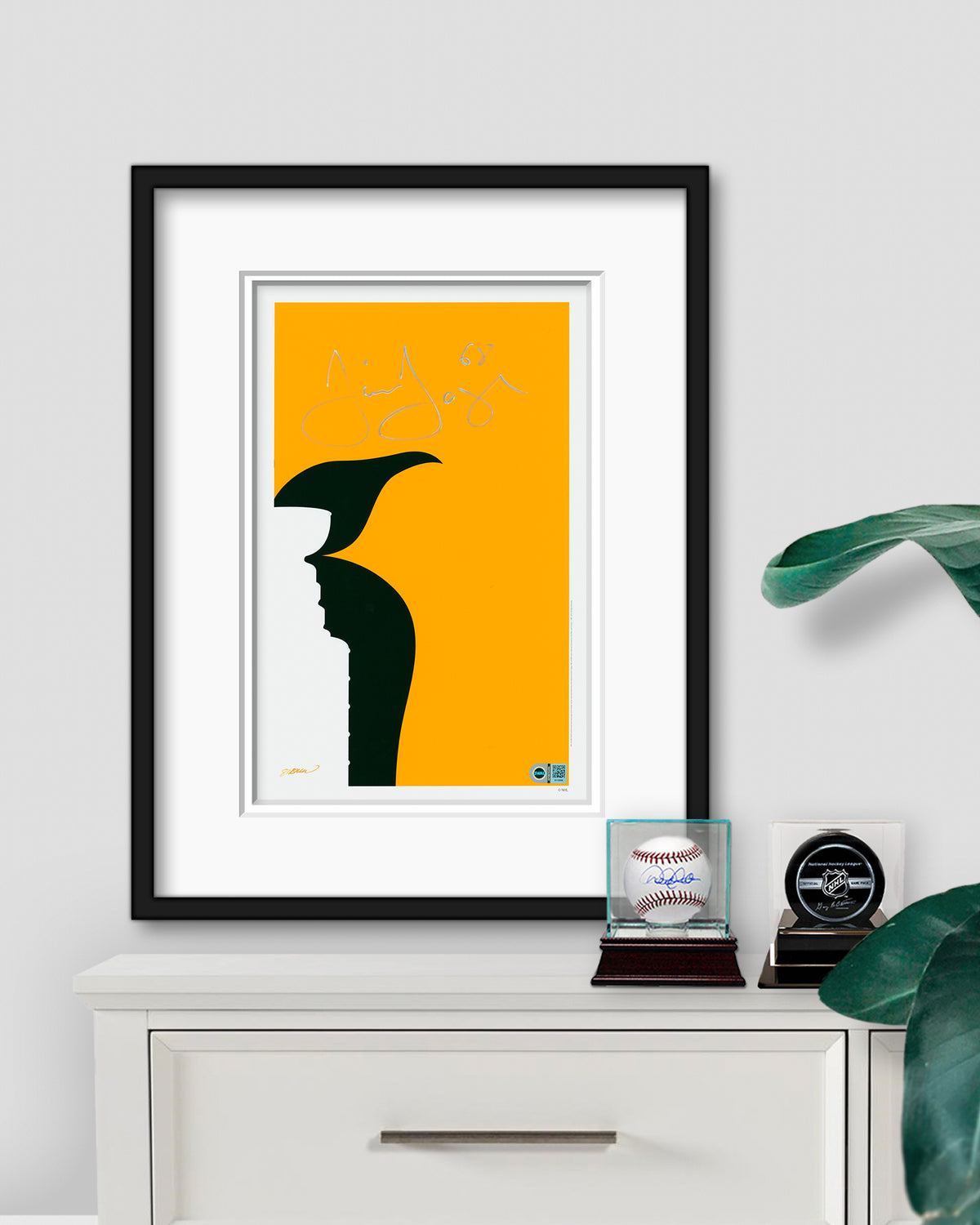 Minimalist Penguins Champions Trophy Artwork - Jaromir Jagr Autographed - Poster Print - Authenticated
