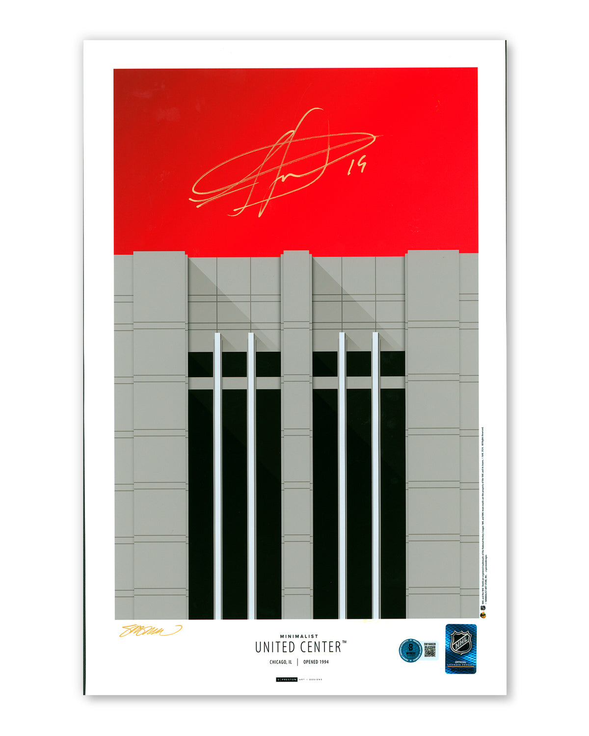 Minimalist United Center - Jonathan Towes Autographed - Poster Print - Authenticated