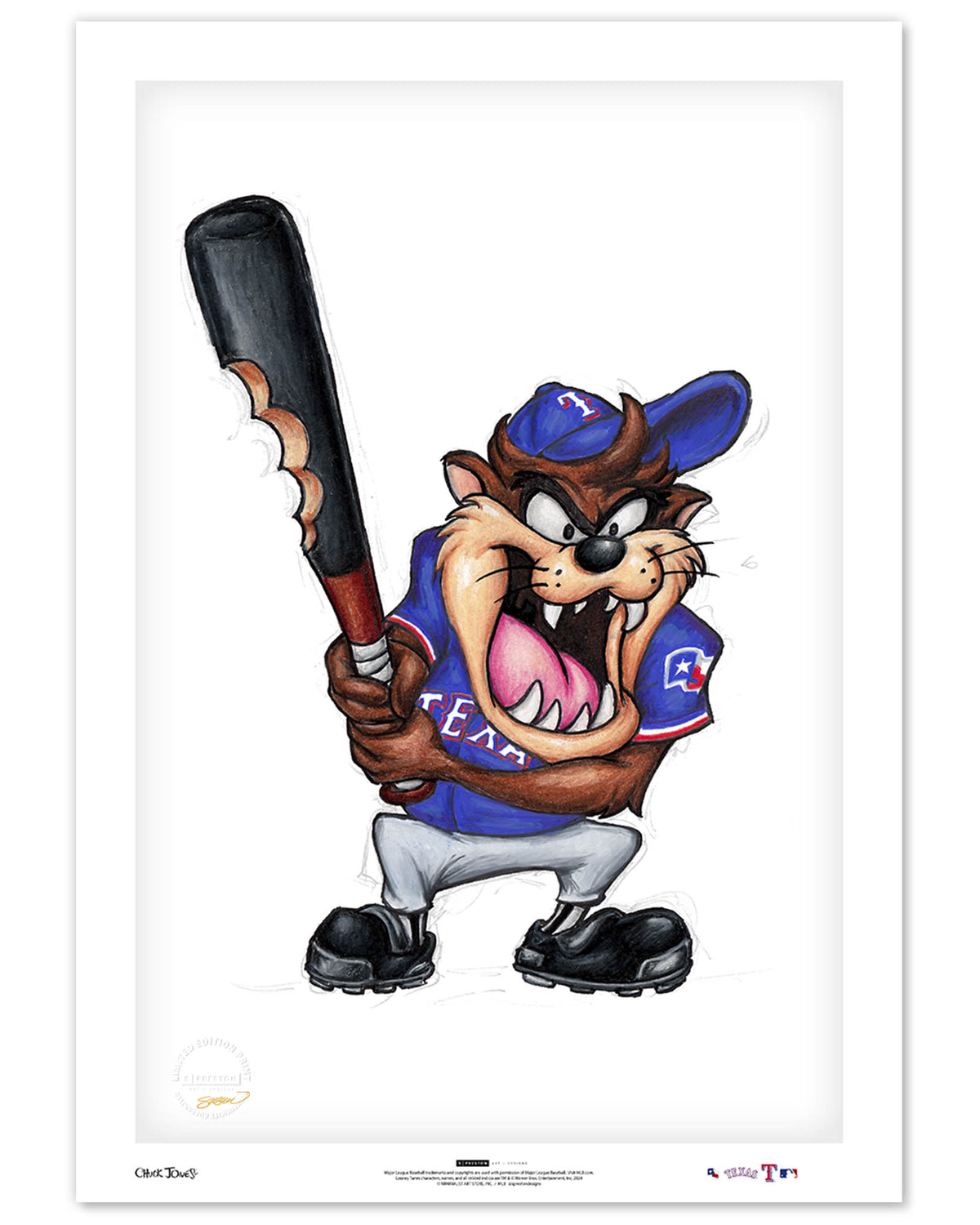 Taz on Deck x MLB Rangers Limited Edition Art Print