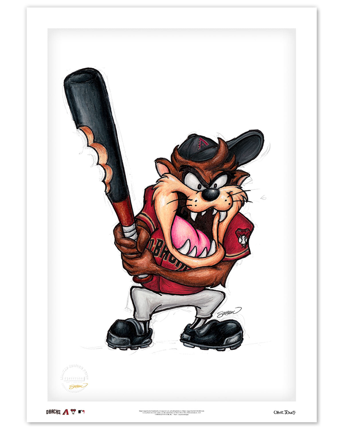 Taz On Deck x MLB DBacks Limited Edition Art Print