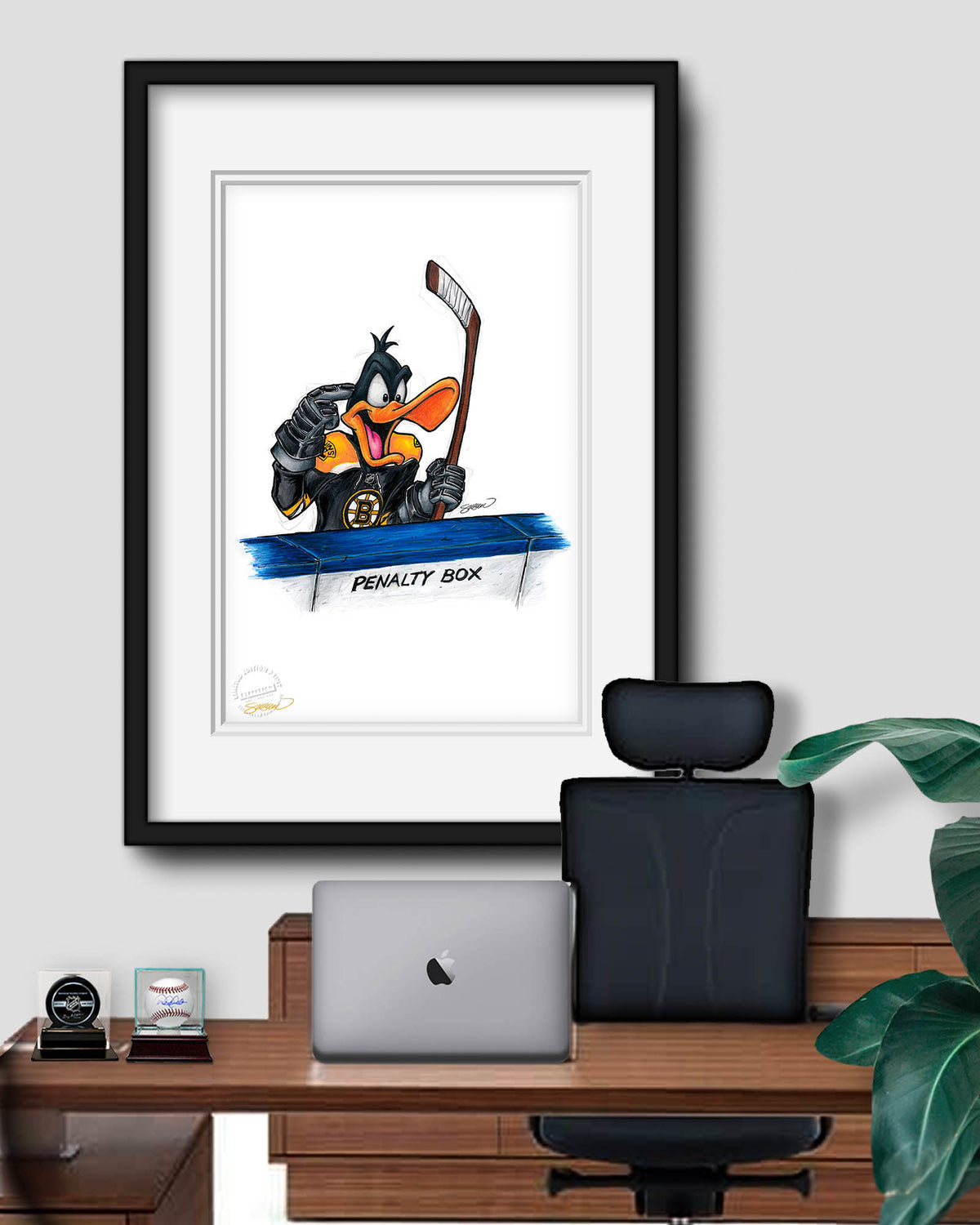 Duck Season Hockey Season x NHL Bruins Daffy Duck Limited Edition Art Print
