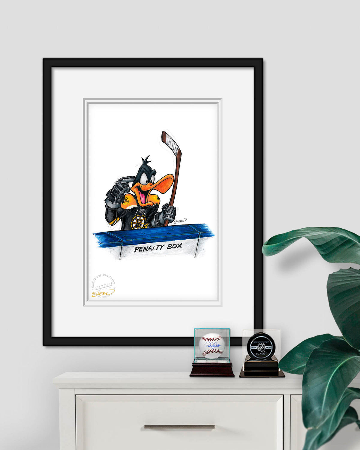 Duck Season Hockey Season x NHL Bruins Daffy Duck Limited Edition Art Print