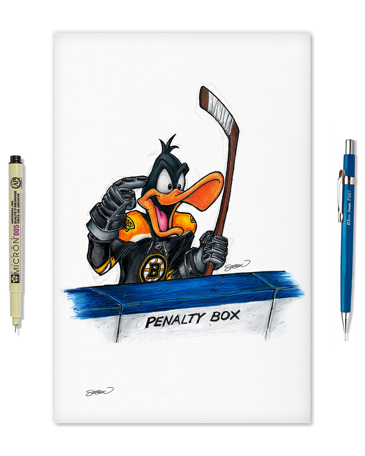 Duck Season Hockey Season x NHL Bruins Daffy Duck Limited Edition Art Print