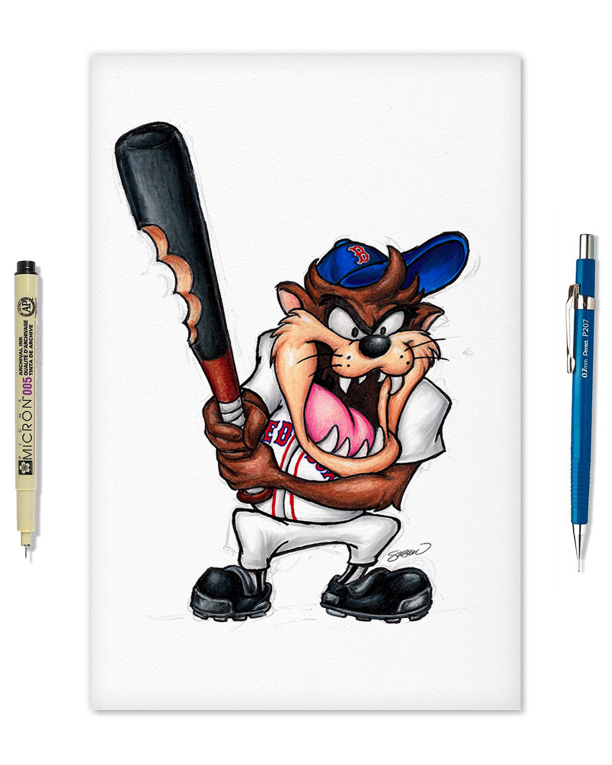 Taz on Deck x MLB Red Sox Limited Edition Art Print