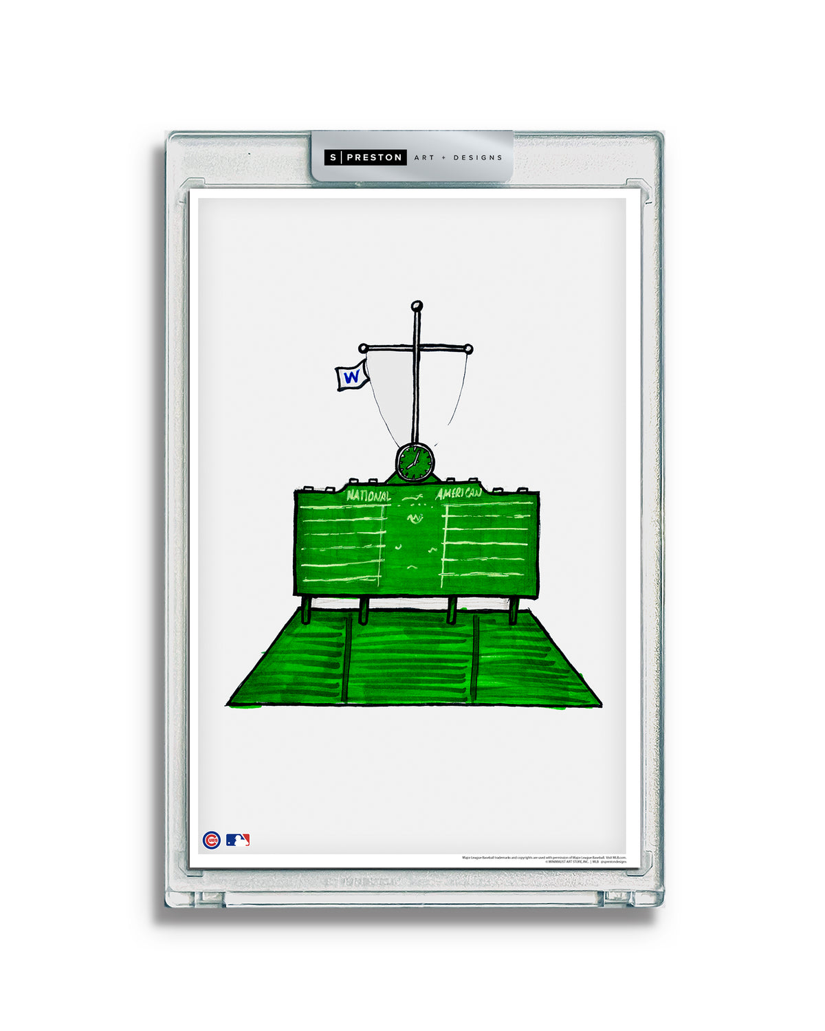 Wrigley Field Ink Sketch Limited Edition Art Card Slab
