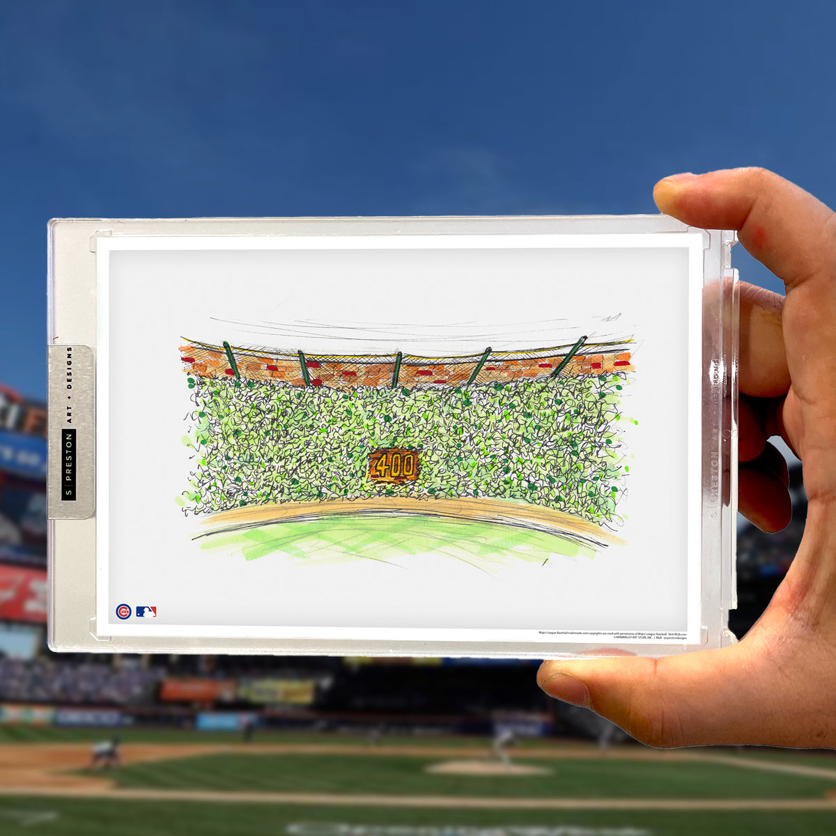 Wrigley Field Ink Sketch Limited Edition Art Card Slab