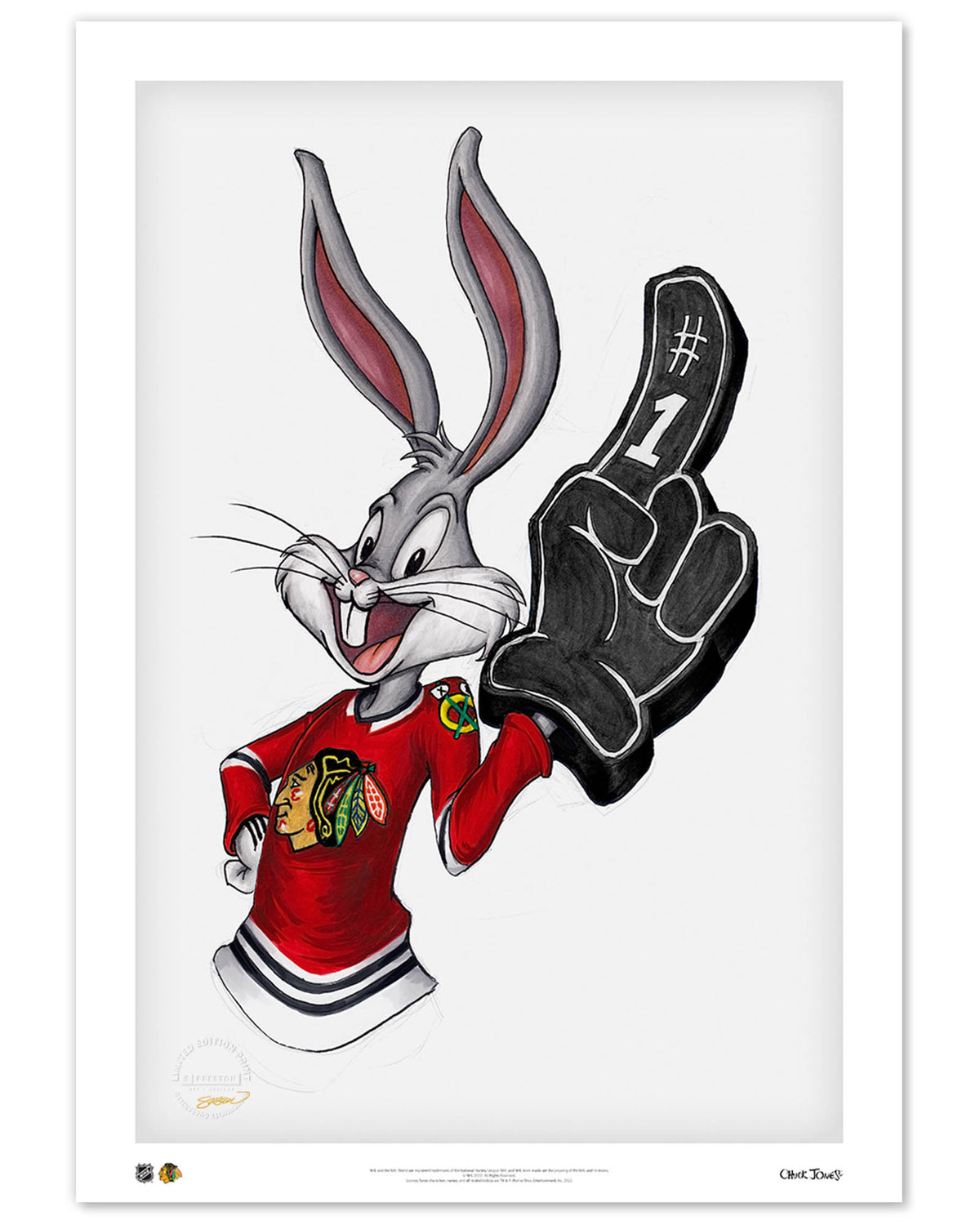 Rabbit Hockey Fan x NHL Blackhawks Bugs Bunny Limited Edition Art Print