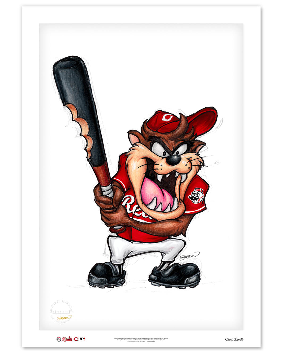 Taz on Deck x MLB Reds Limited Edition Art Print