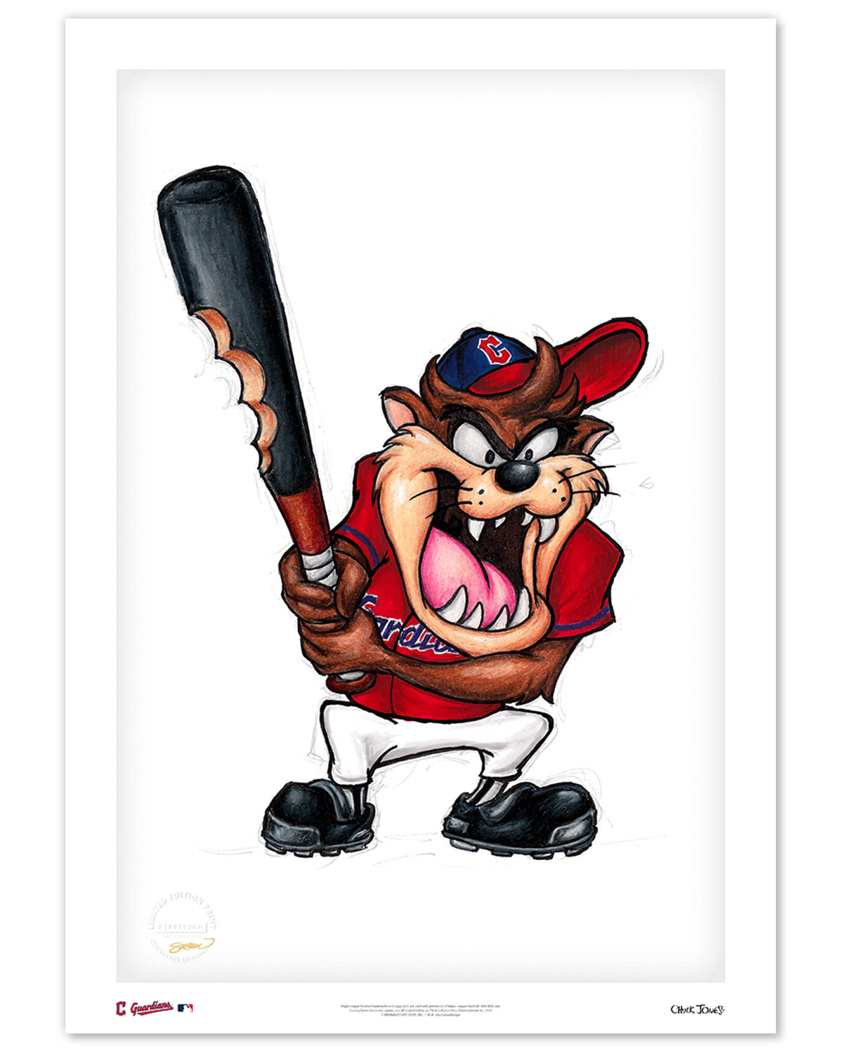 Taz On Deck x MLB Guardians Limited Edition Art Print