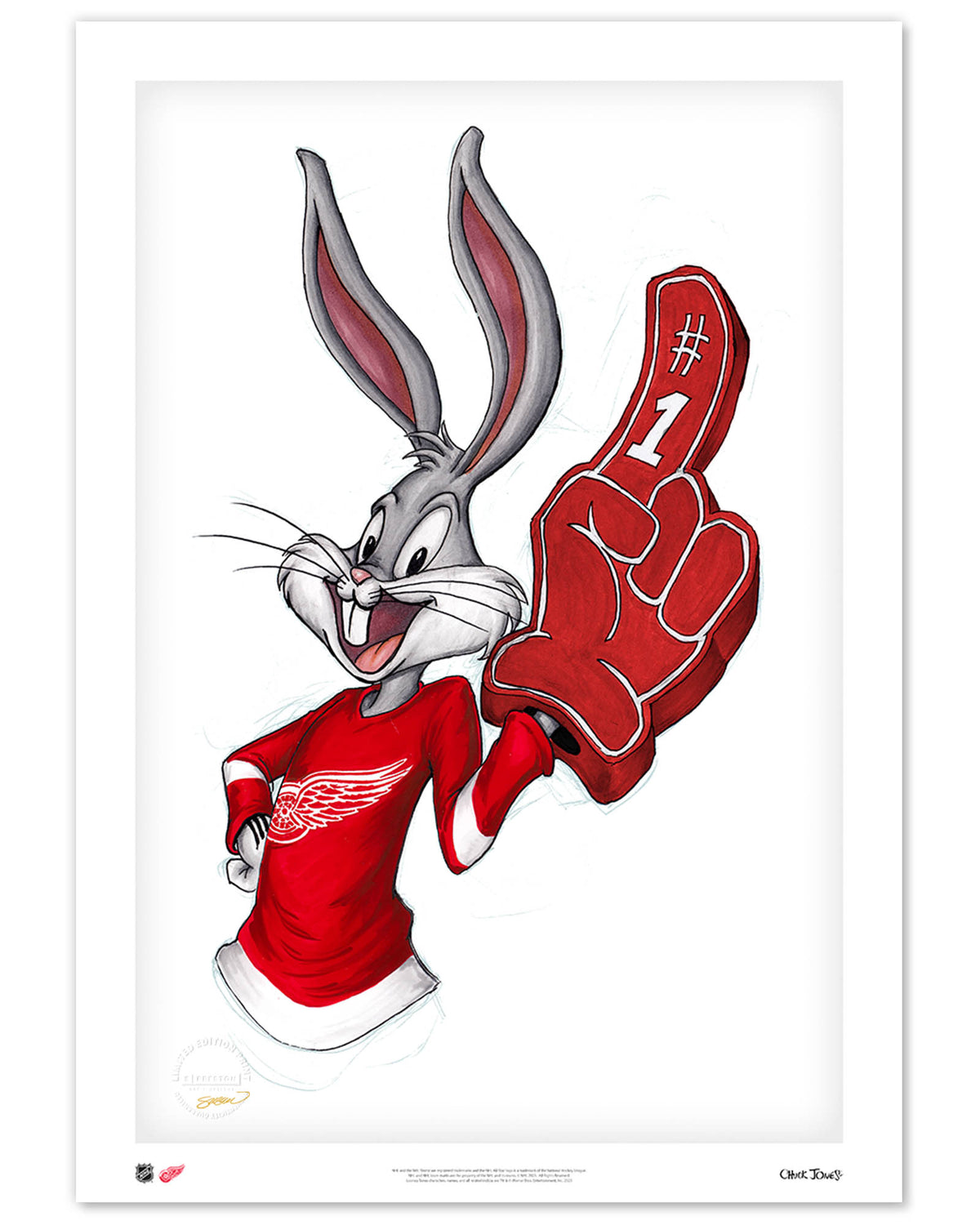 Rabbit Hockey Fan x NHL Red Wings Bugs Bunny Limited Edition Art Print