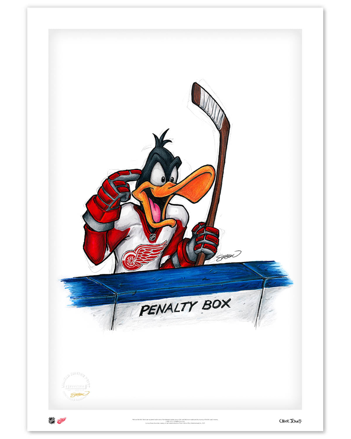 Duck Season Hockey Season x NHL Red Wings Daffy Duck Limited Edition Art Print