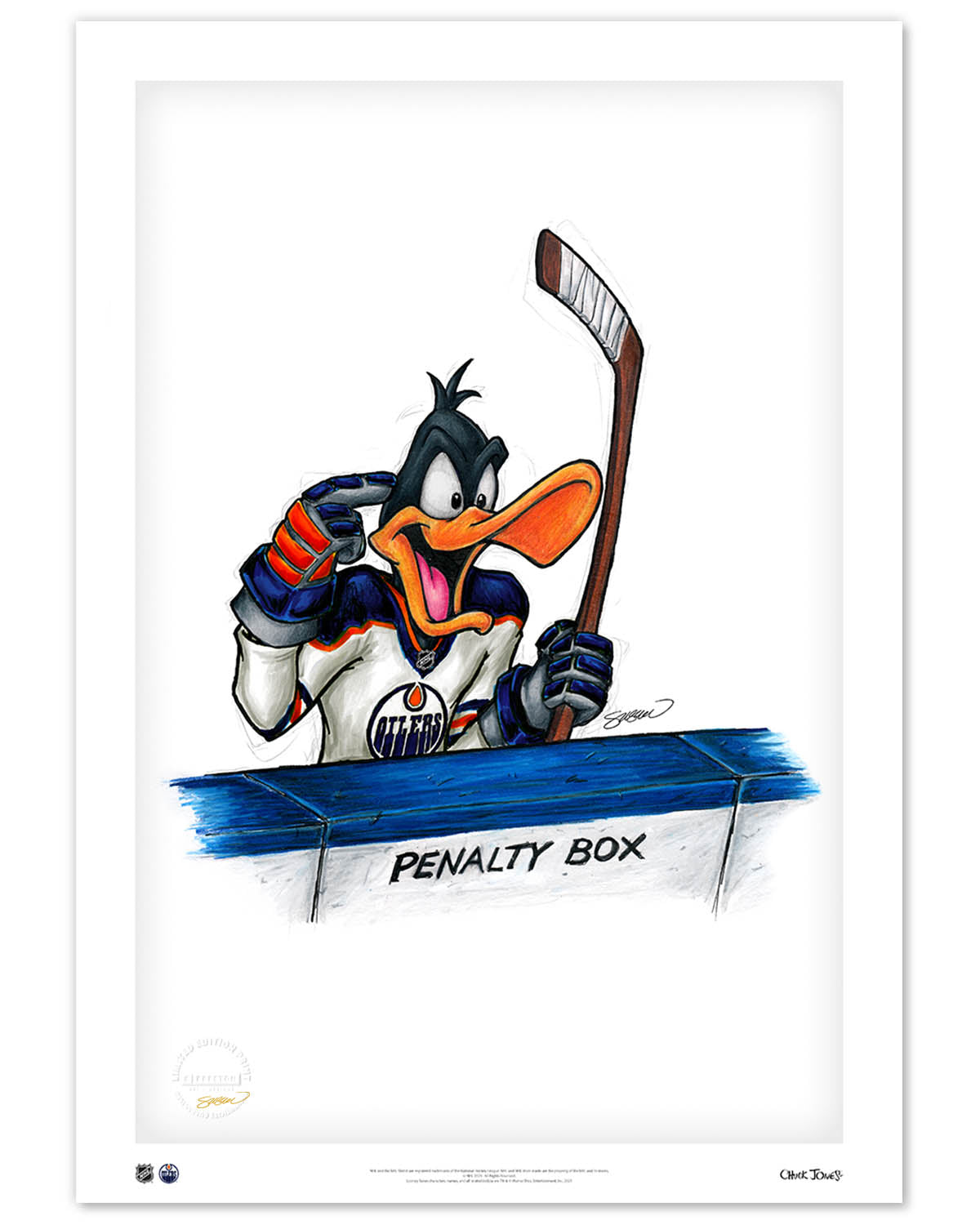 Duck Season Hockey Season x NHL Oilers Daffy Duck Limited Edition Art Print