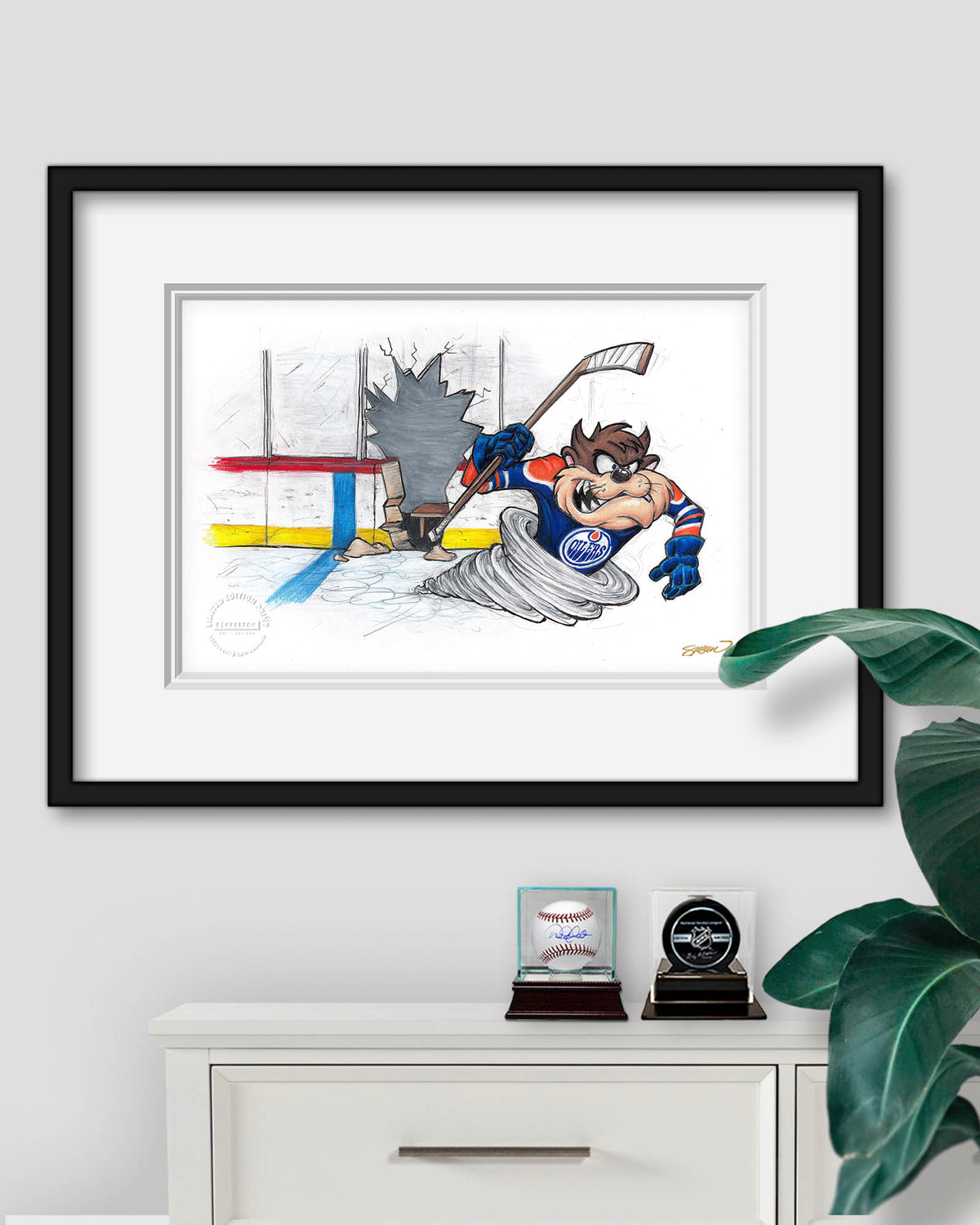Tazmanian Line Change x NHL Oilers Tazmanian Devil Limited Edition Art Print
