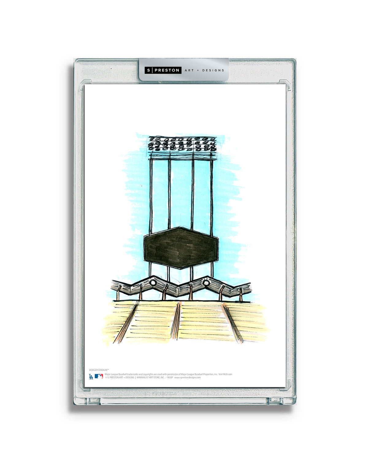 Dodger Stadium Ink Sketch Limited Edition Art Card Slab