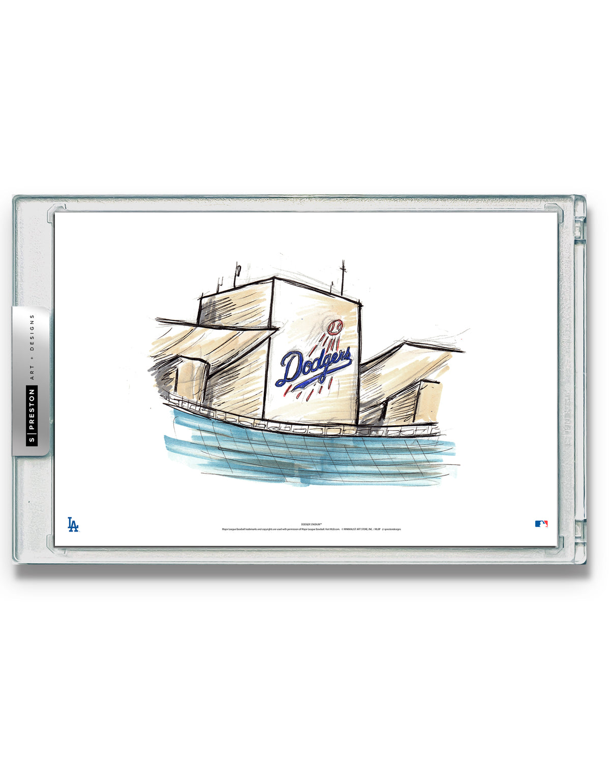 Dodger Stadium Ink Sketch Limited Edition Art Card Slab