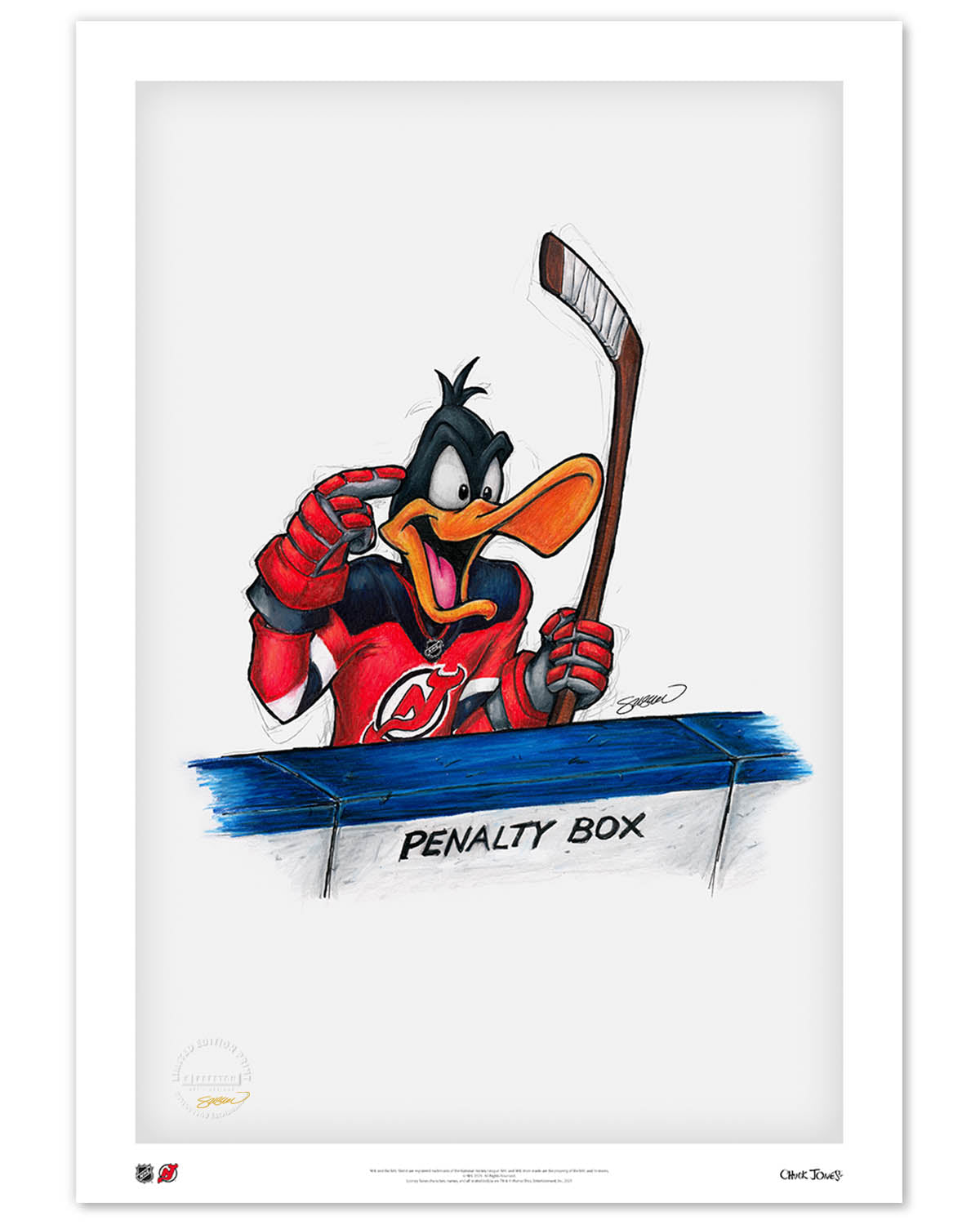 Duck Season Hockey Season x NHL Devils Daffy Duck Limited Edition Art Print