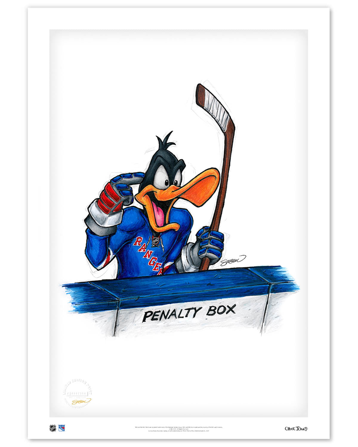 Duck Season Hockey Season x NHL Rangers Daffy Duck Limited Edition Art Print