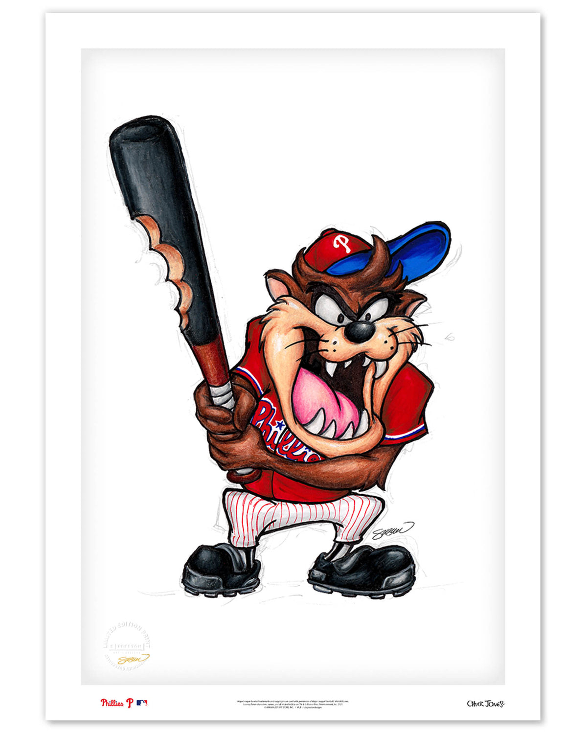 Taz On Deck x MLB Phillies Limited Edition Art Print