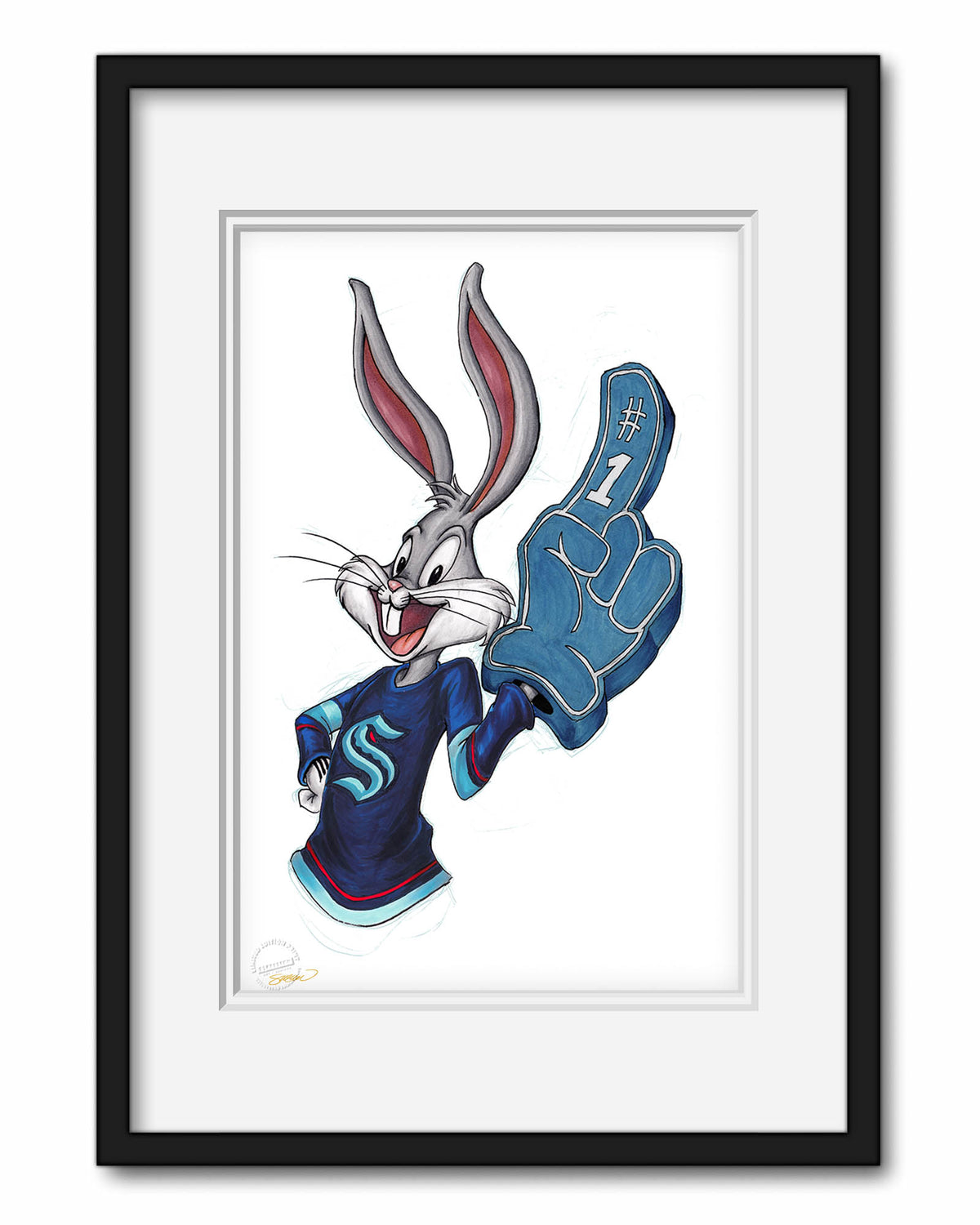 Rabbit Hockey Fan x NHL Kraken Bugs Bunny Limited Edition Art Print