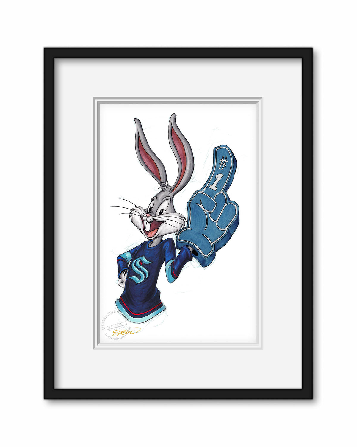 Rabbit Hockey Fan x NHL Kraken Bugs Bunny Limited Edition Art Print