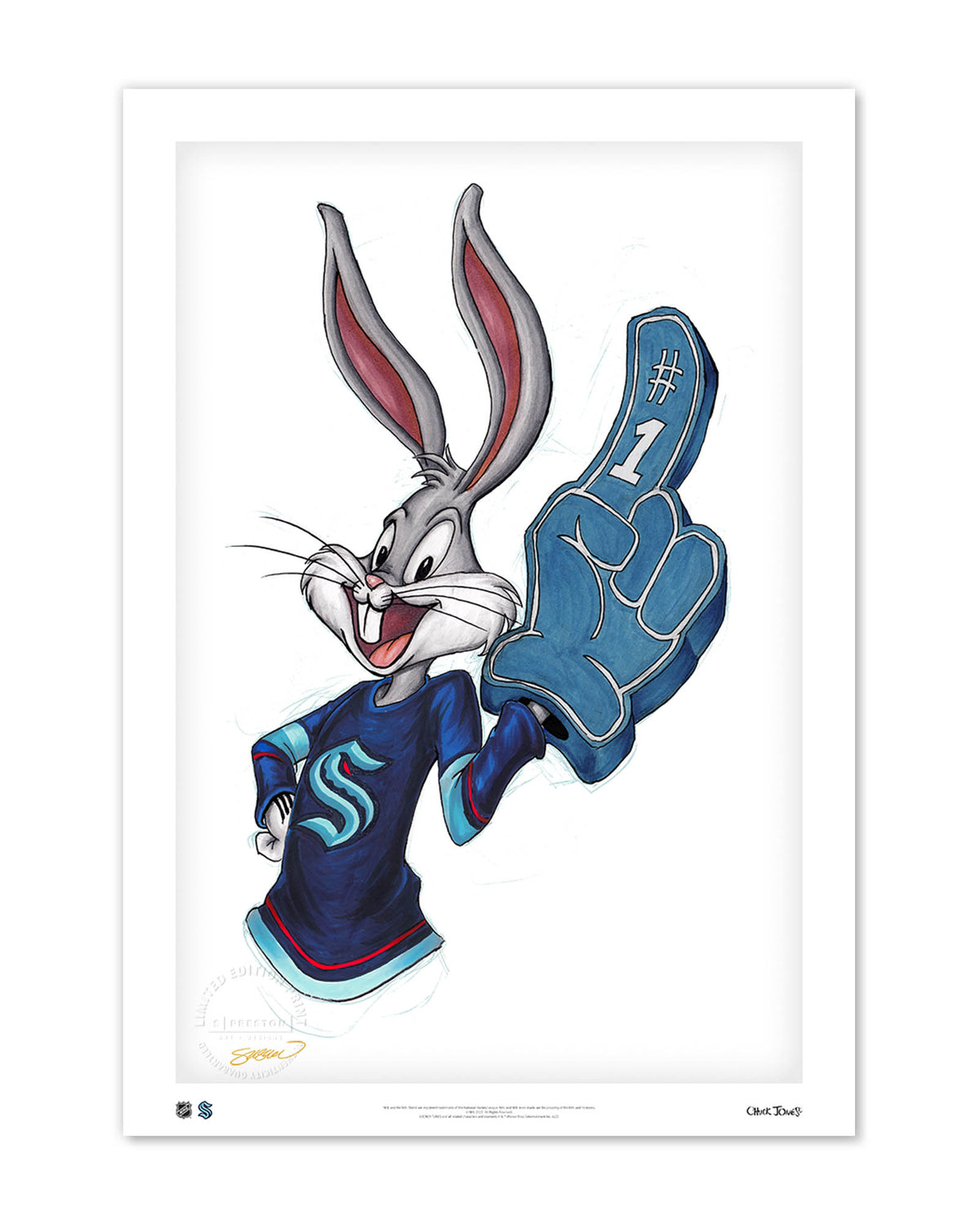 Rabbit Hockey Fan x NHL Kraken Bugs Bunny Limited Edition Art Print