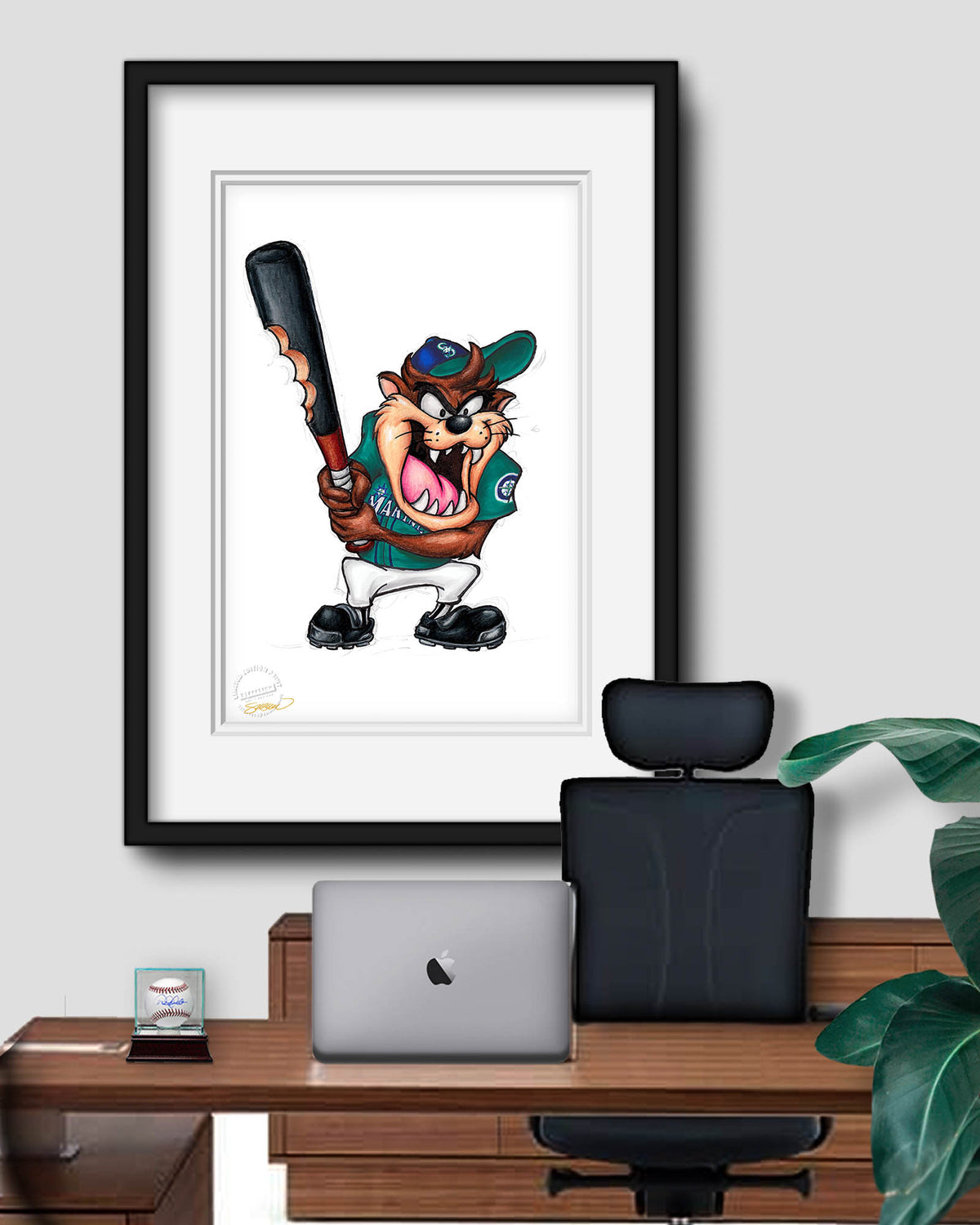 Taz on Deck x MLB Mariners Limited Edition Art Print
