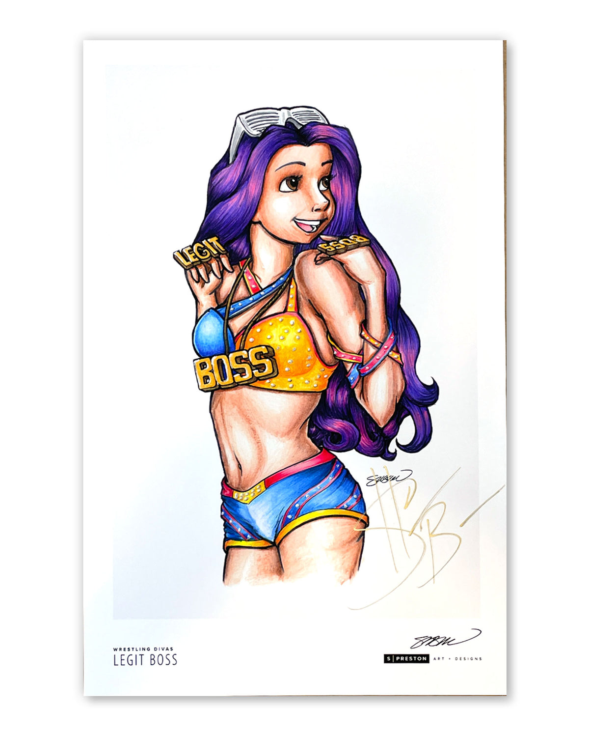 The Boss Sketch Print - Sasha Banks Autograph (Authenticated)