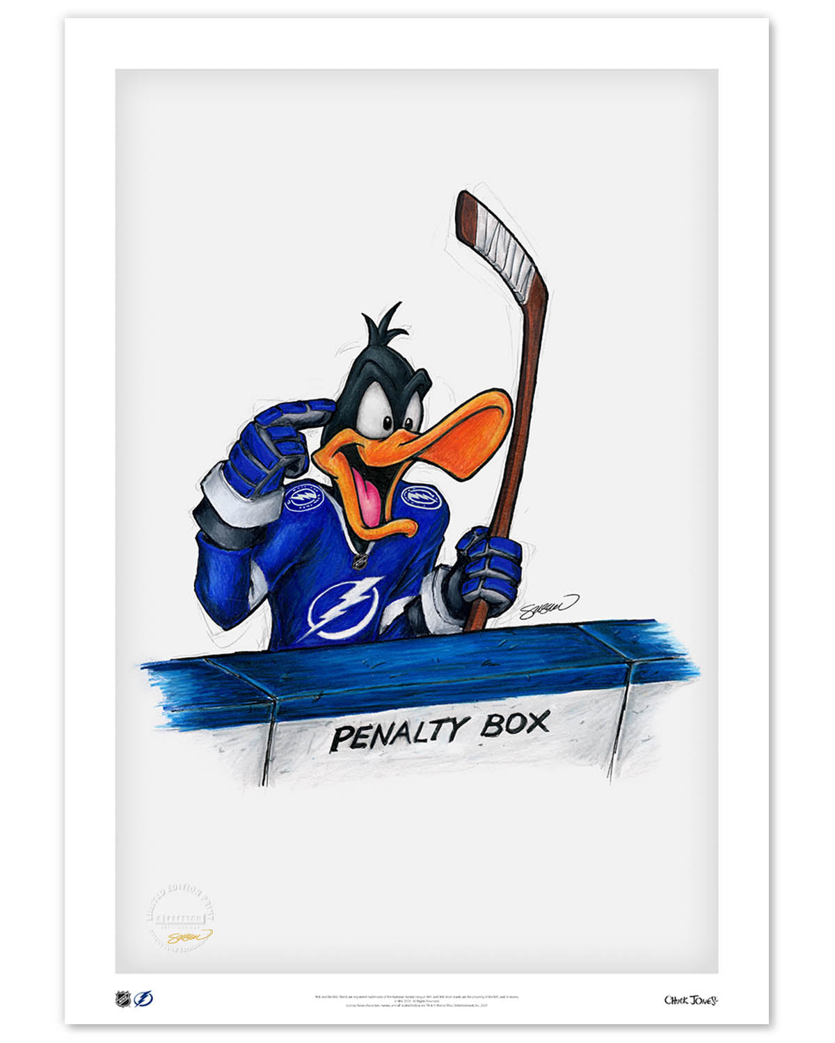 Duck Season Hockey Season x NHL Lightning Daffy Duck Limited Edition Art Print